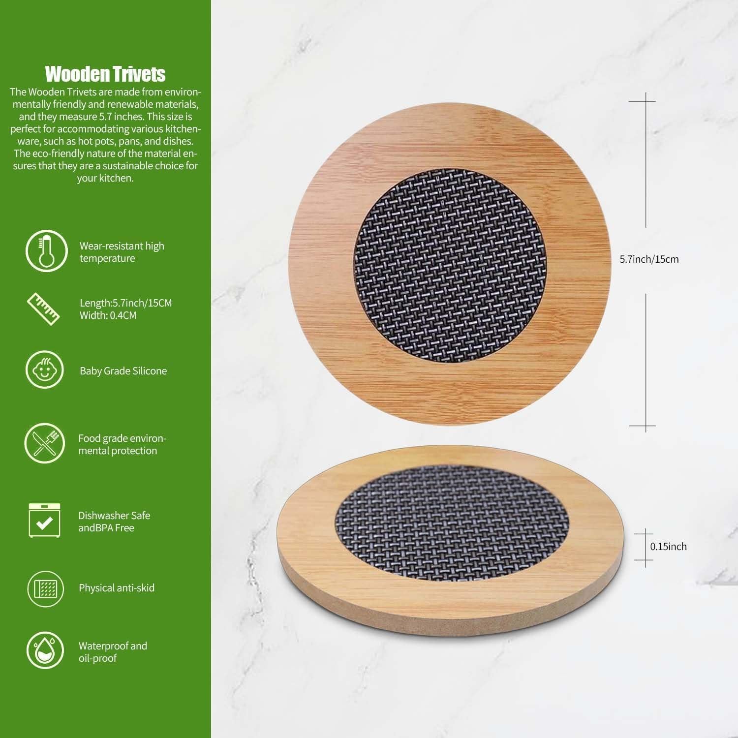 Soportes de Madera Ecológicos para Calor Redondos 14.48 cm - Lekayihu