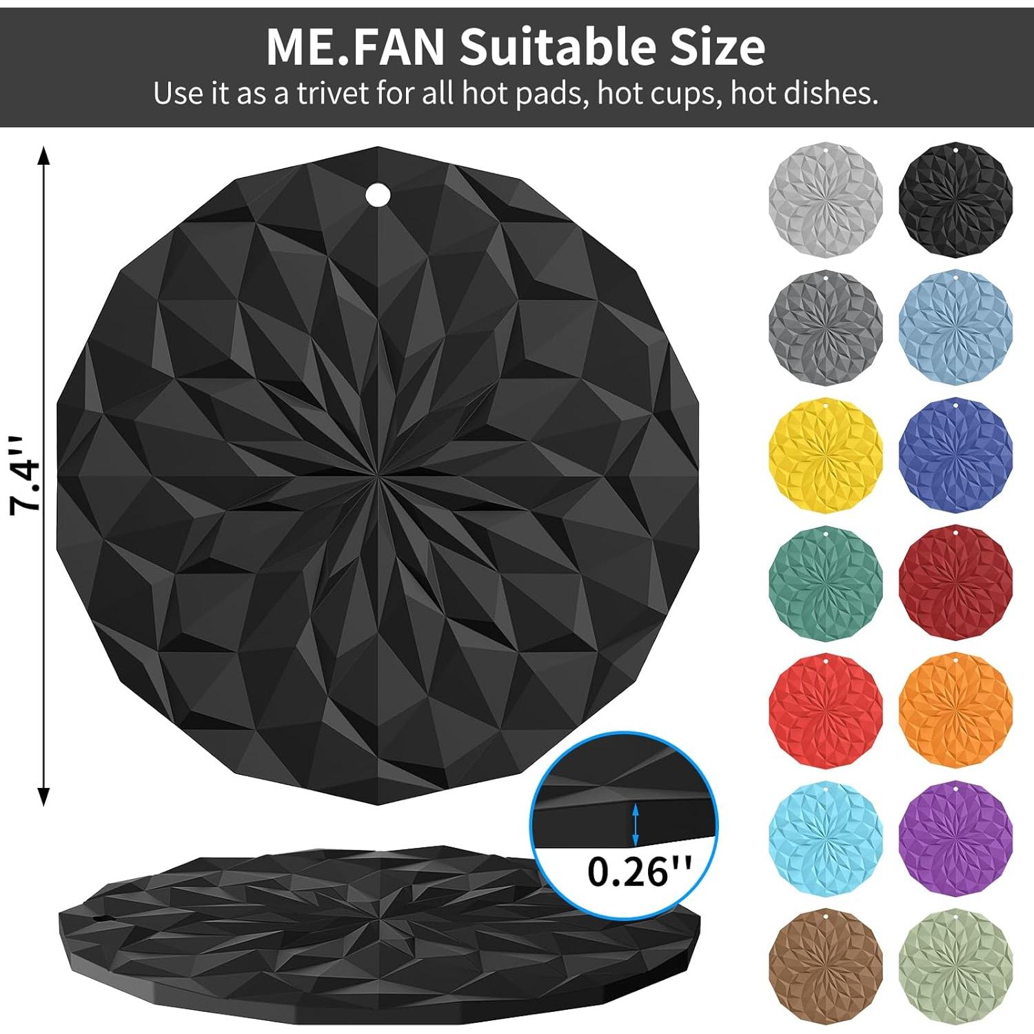 Trivets de Silicona ME.FAN - Paquete de 4 - 18.8 cm Antideslizantes