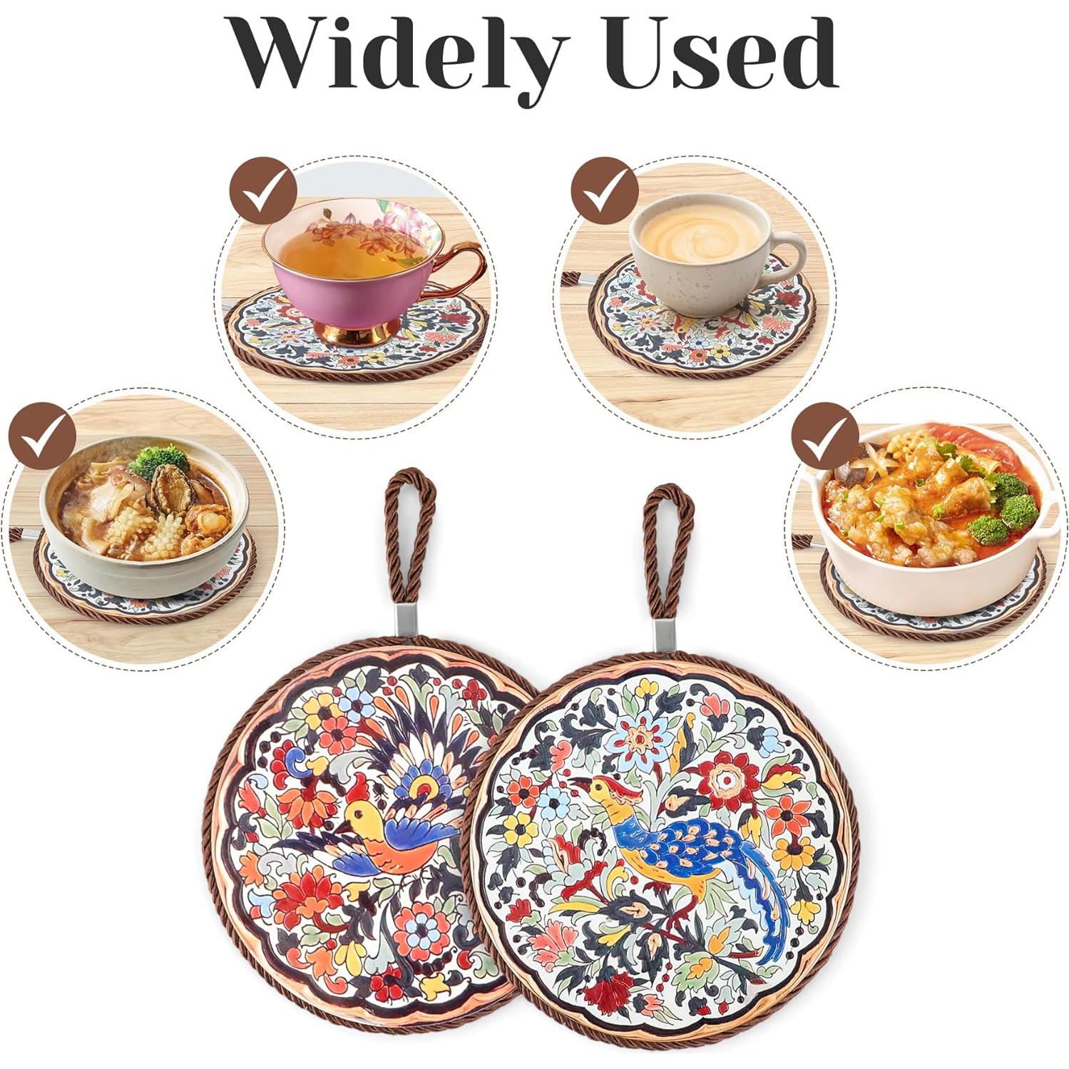 Trivet de Cerámica GloriousLiving 17.78 cm Flores y Aves