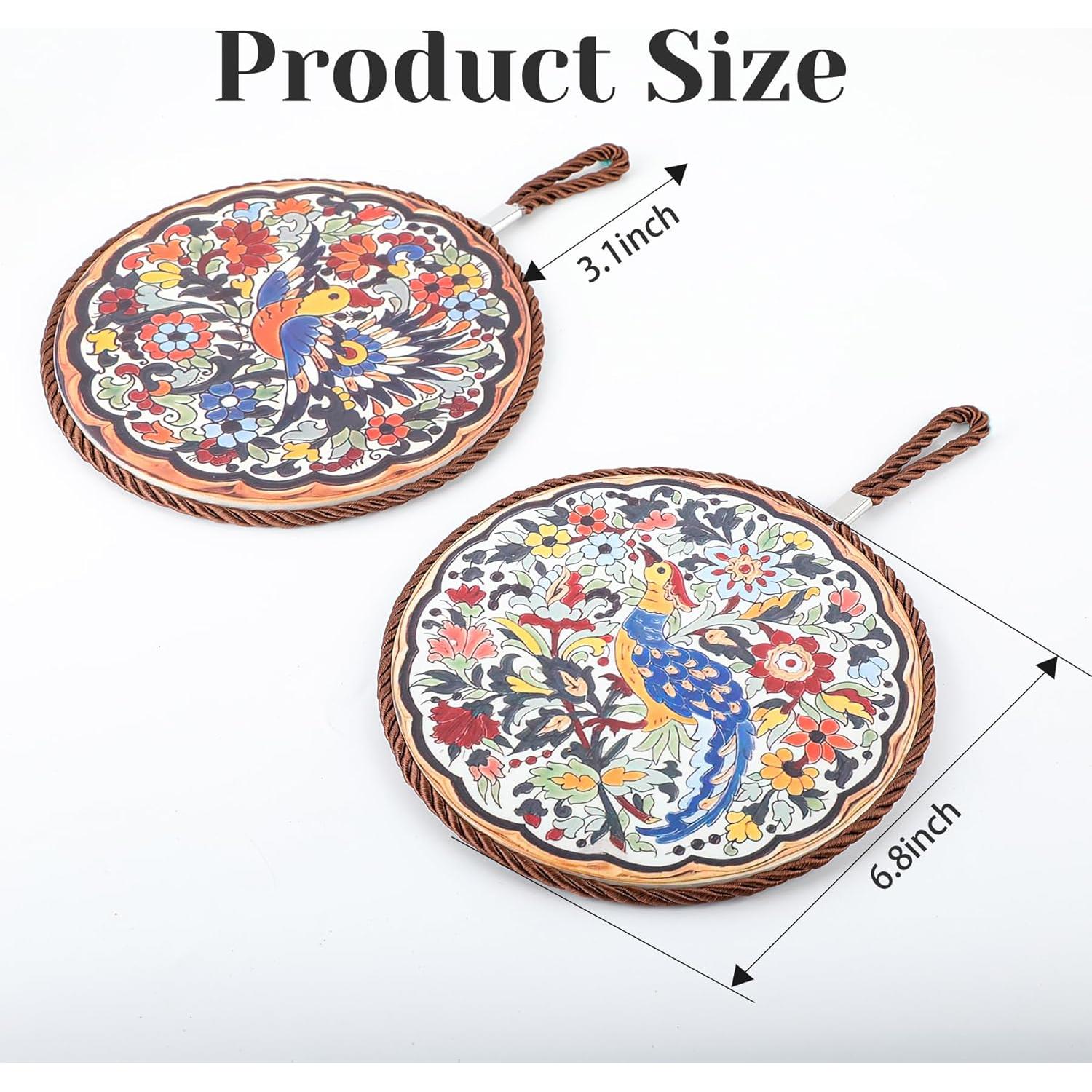 Trivet de Cerámica GloriousLiving 17.78 cm Flores y Aves