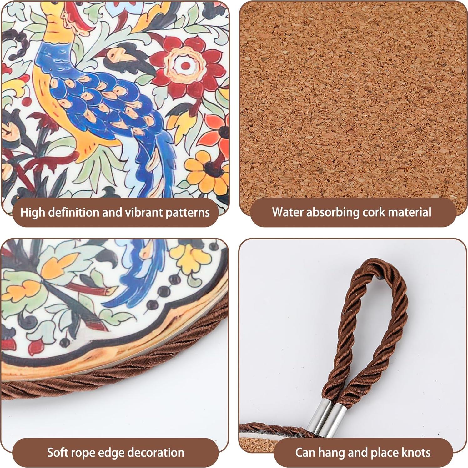 Trivet de Cerámica GloriousLiving 17.78 cm Flores y Aves