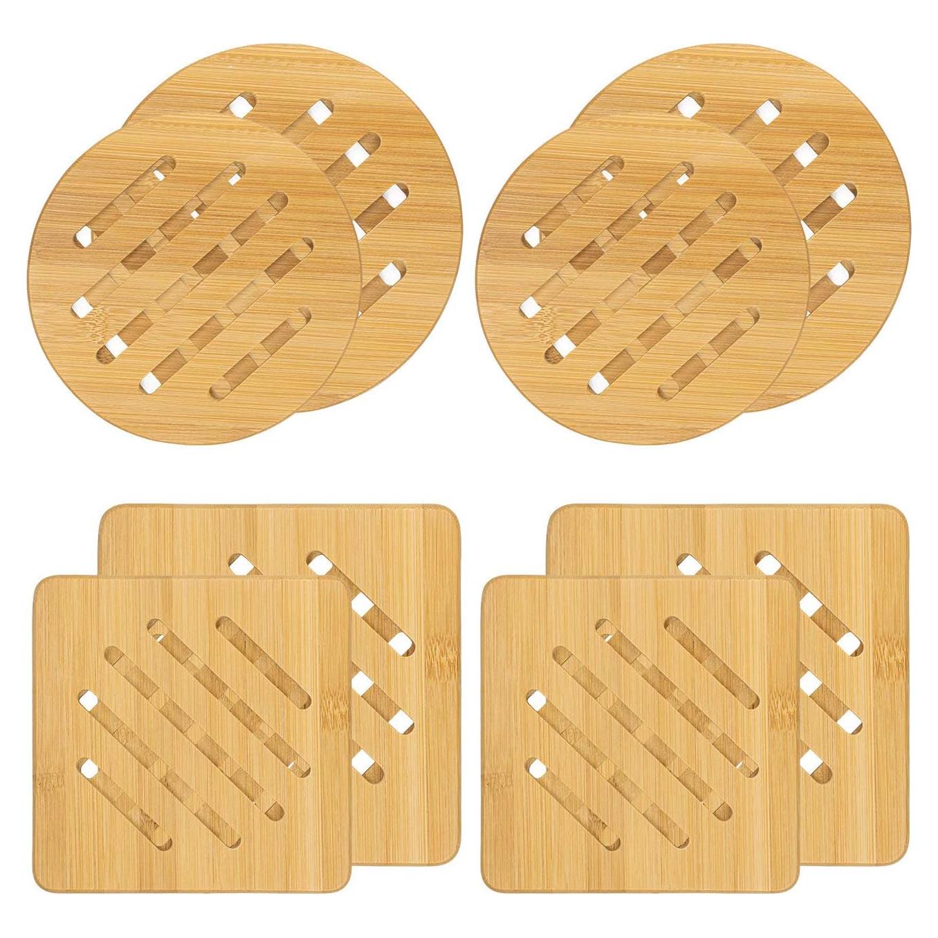 Conjunto 8 Posavasos de Bambú Lawei Antideslizantes 17.78 cm