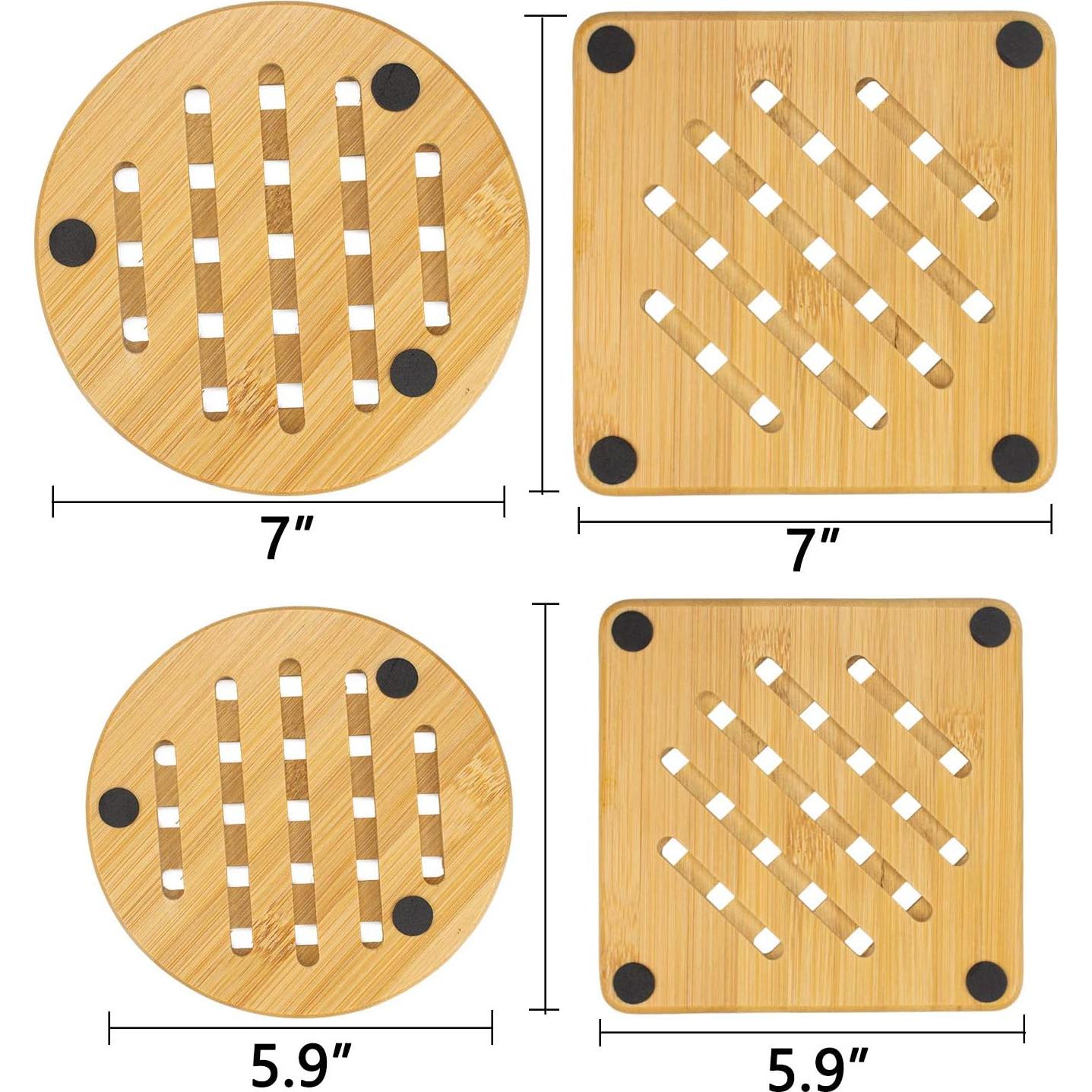 Conjunto 8 Posavasos de Bambú Lawei Antideslizantes 17.78 cm