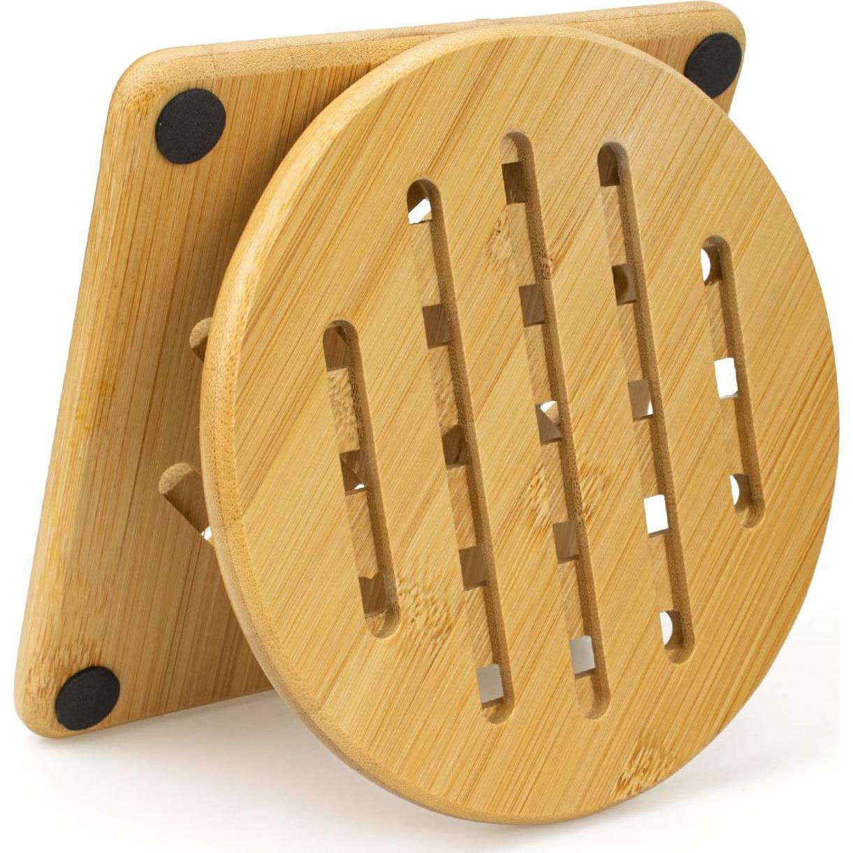 Conjunto 8 Posavasos de Bambú Lawei Antideslizantes 17.78 cm