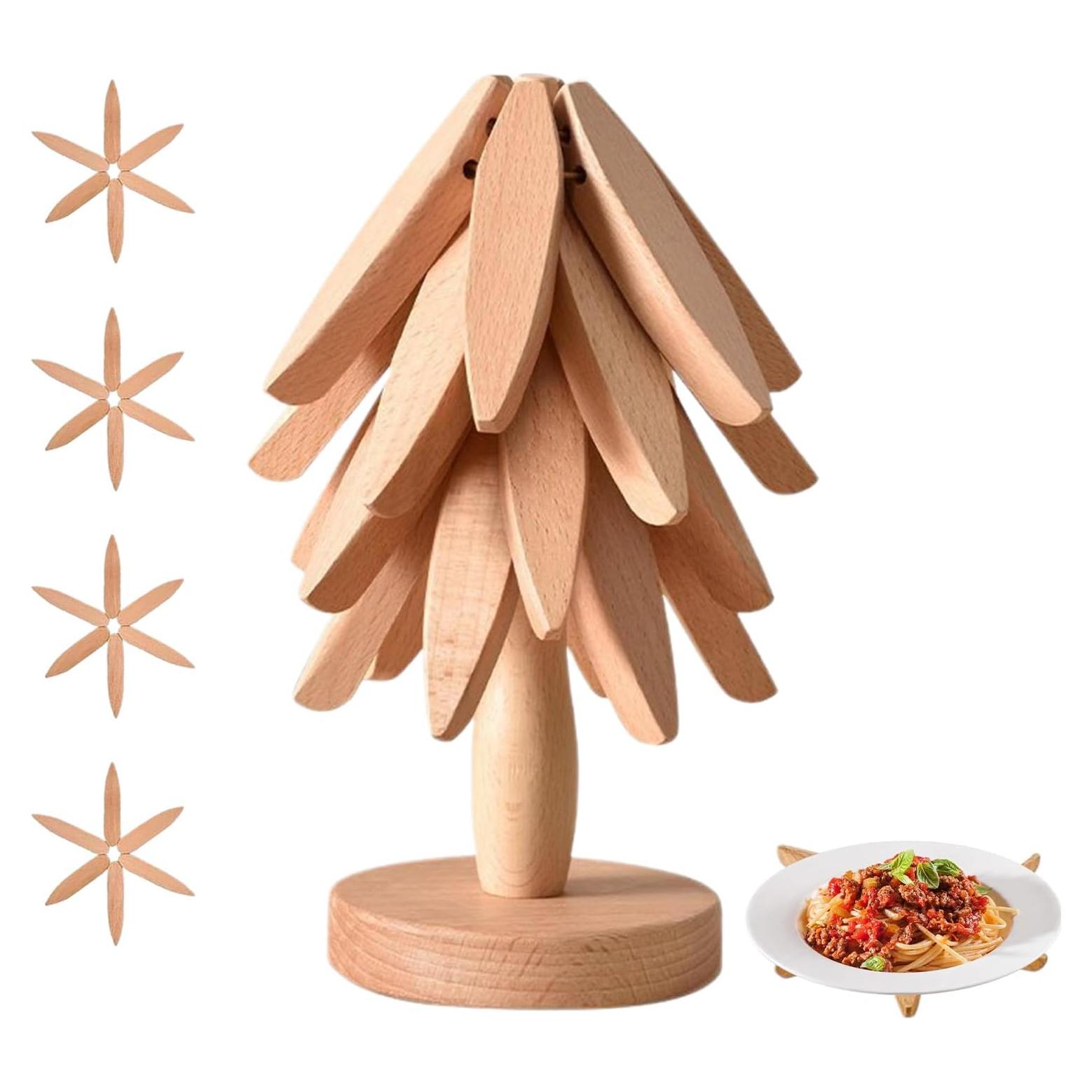 Trivetes de Madera Natural ADDSSFUBAO, Juego de 4 Piezas