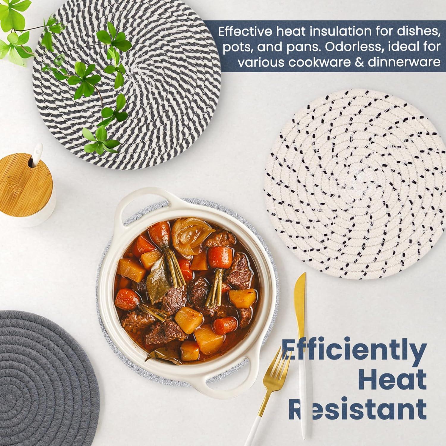 Trivetes de Cocina GravGrow 20 cm, Resistentes al Calor, 5 Pcs