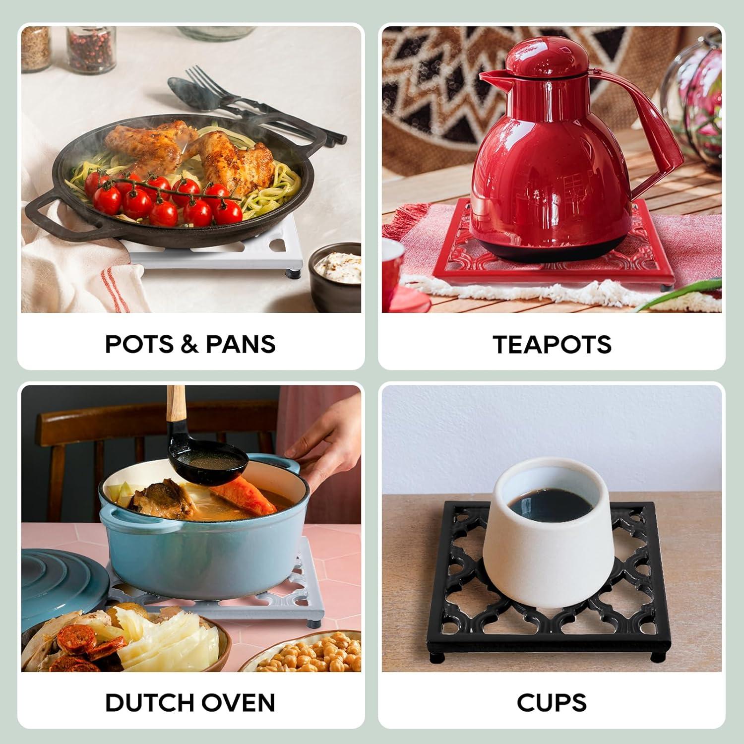 Trivet de Hierro Fundido JOGREFUL Cuadrado Gris 17.78 cm