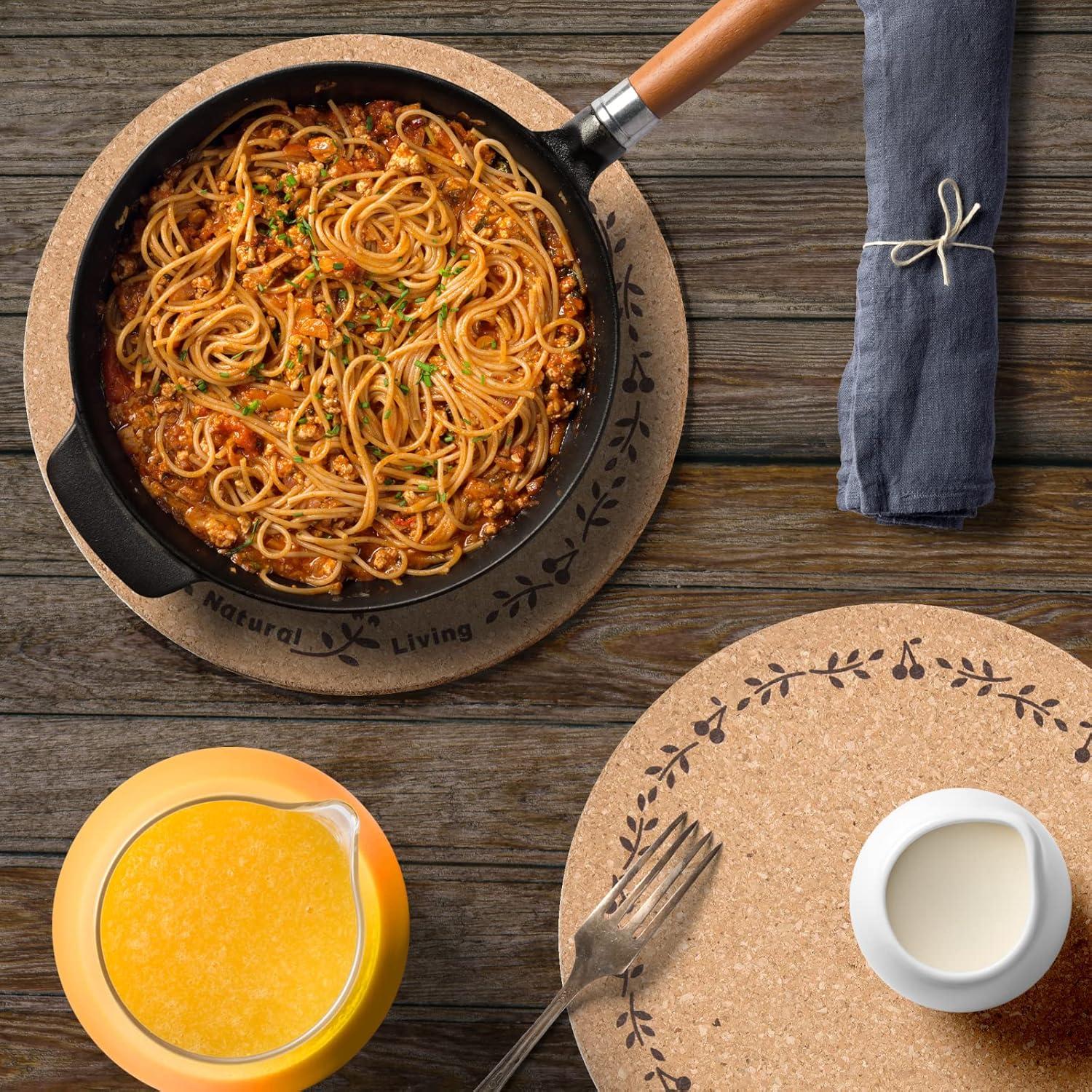 Trivetes de Corcho Redondos Ninegridisland - Set de 3 Almohadillas Térmicas