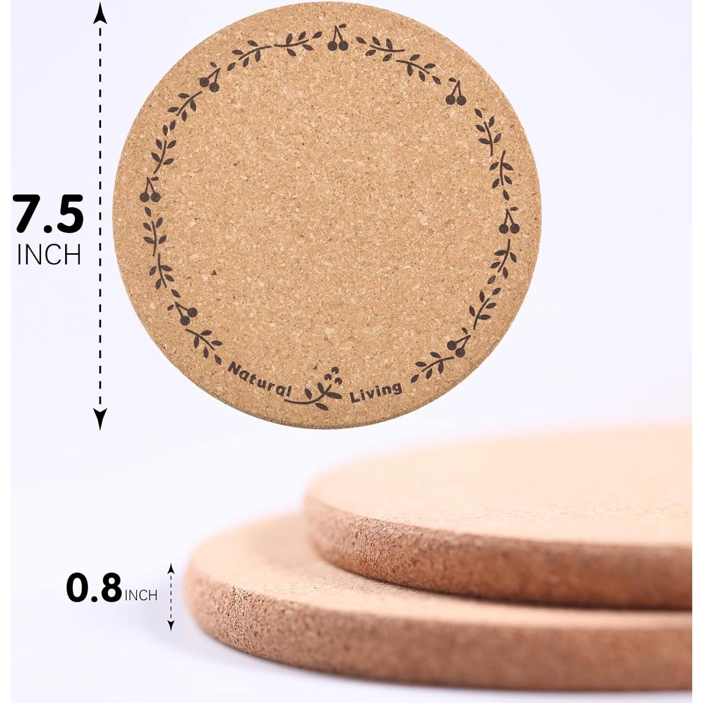 Trivetes de Corcho Redondos Ninegridisland - Set de 3 Almohadillas Térmicas