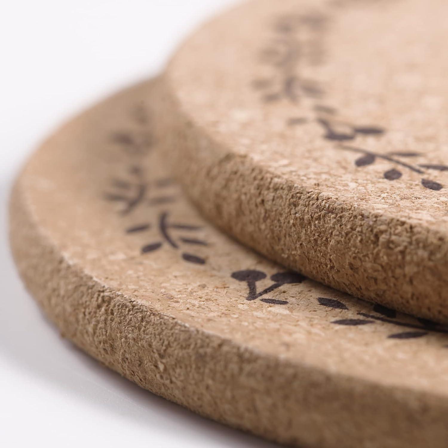 Trivetes de Corcho Redondos Ninegridisland - Set de 3 Almohadillas Térmicas