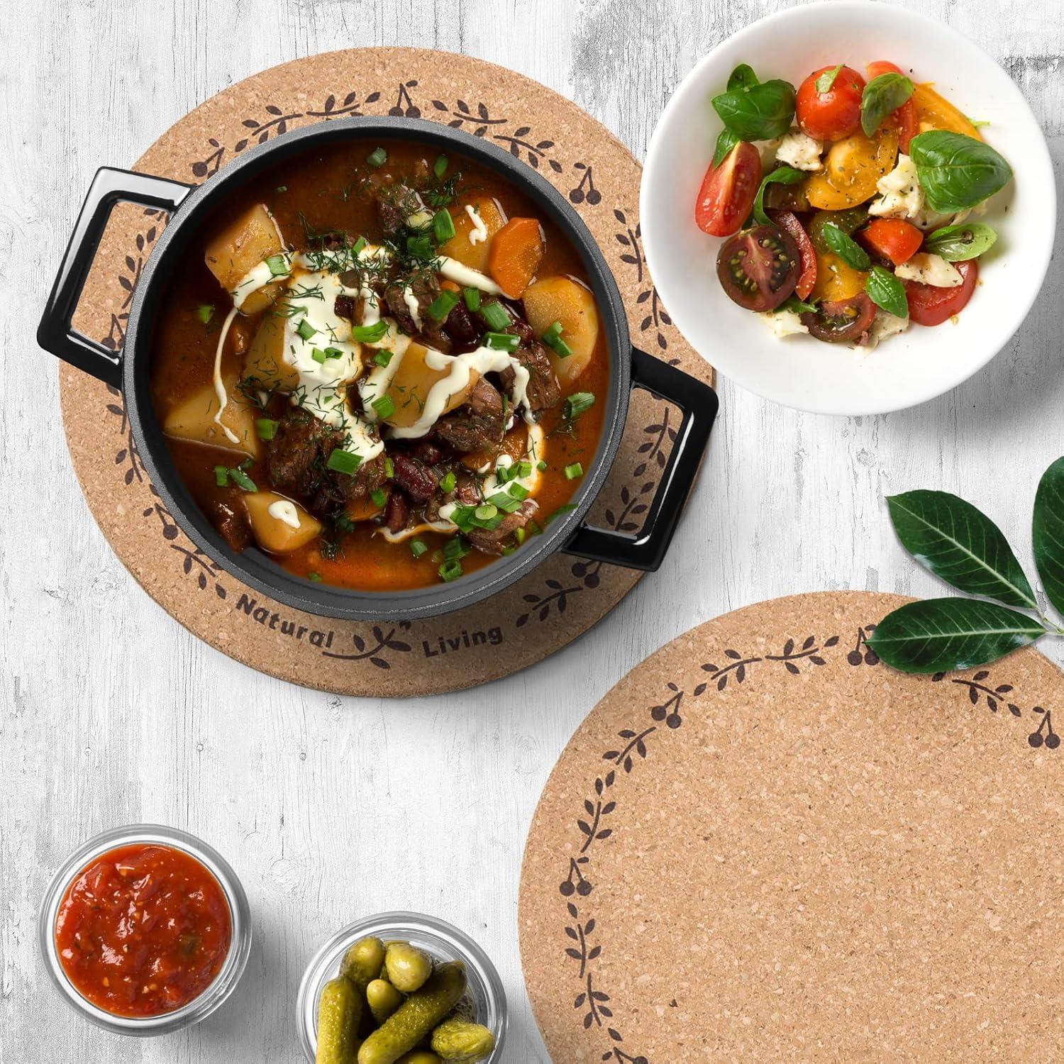 Trivetes de Corcho Redondos Ninegridisland - Set de 3 Almohadillas Térmicas