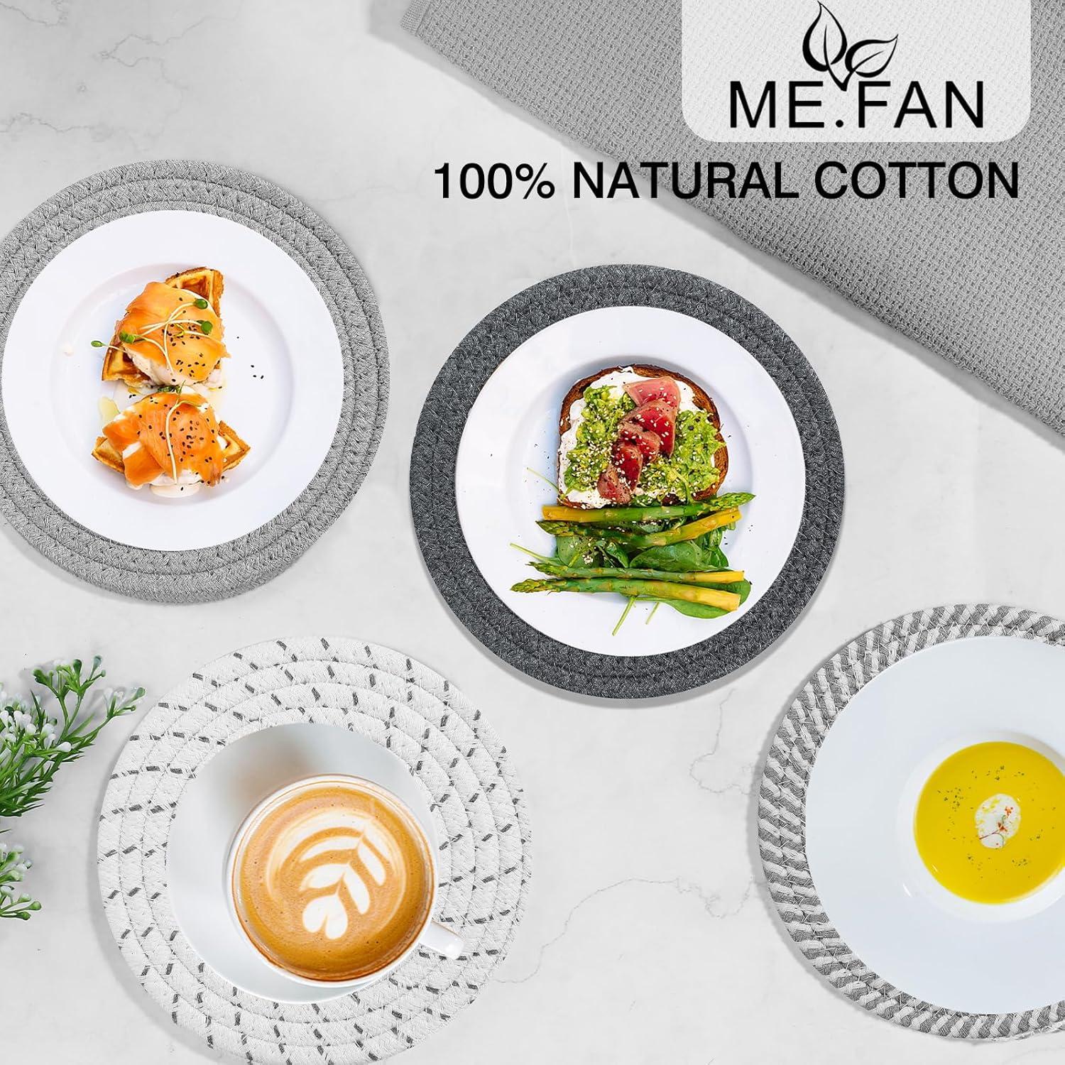 Trivetes de Algodón ME.FAN 4 Set 18.3 cm Gris