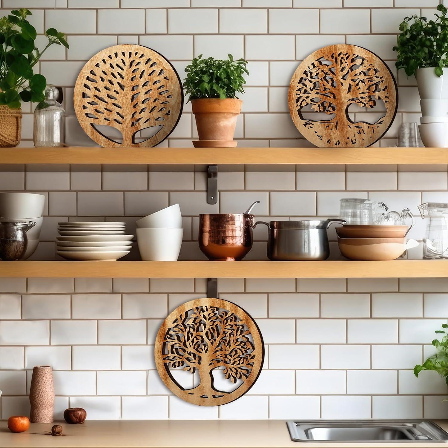 Juego de 3 Trivetes de Madera Beeveer 20.32 cm Redondos