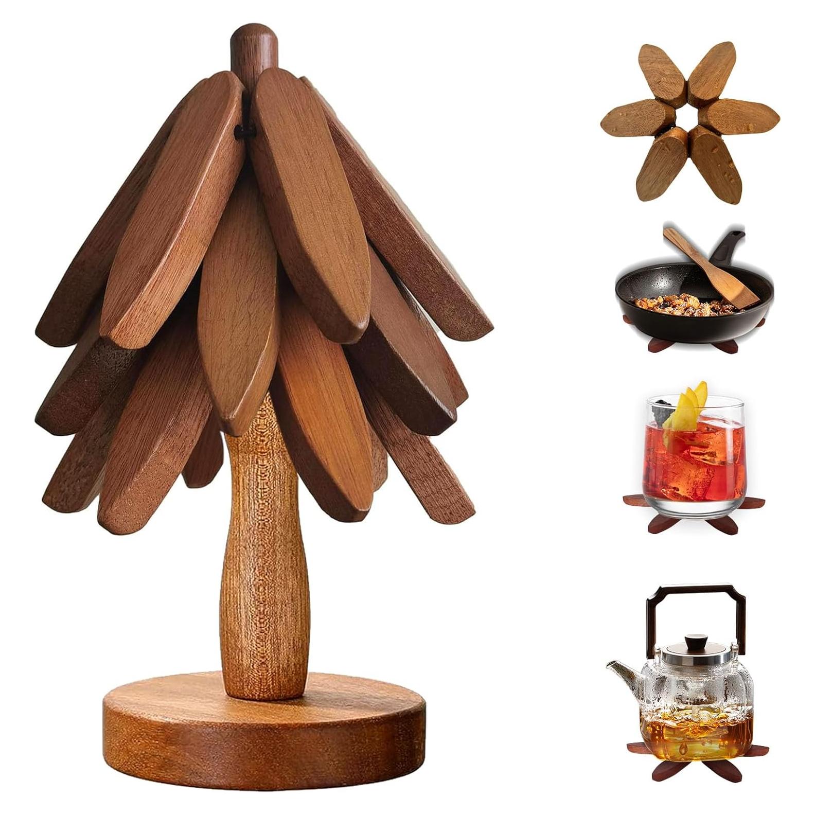 Trivetes de Madera DAOLEMIJI 3Pcs Aislantes para Platos