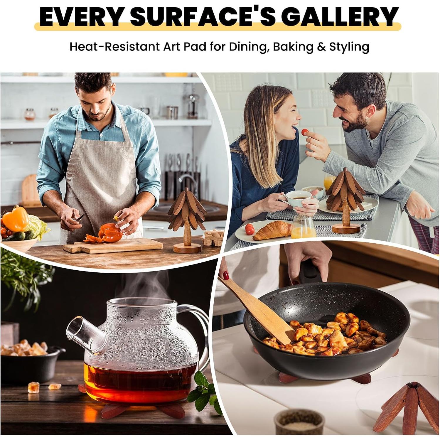 Trivetes de Madera DAOLEMIJI 3Pcs Aislantes para Platos