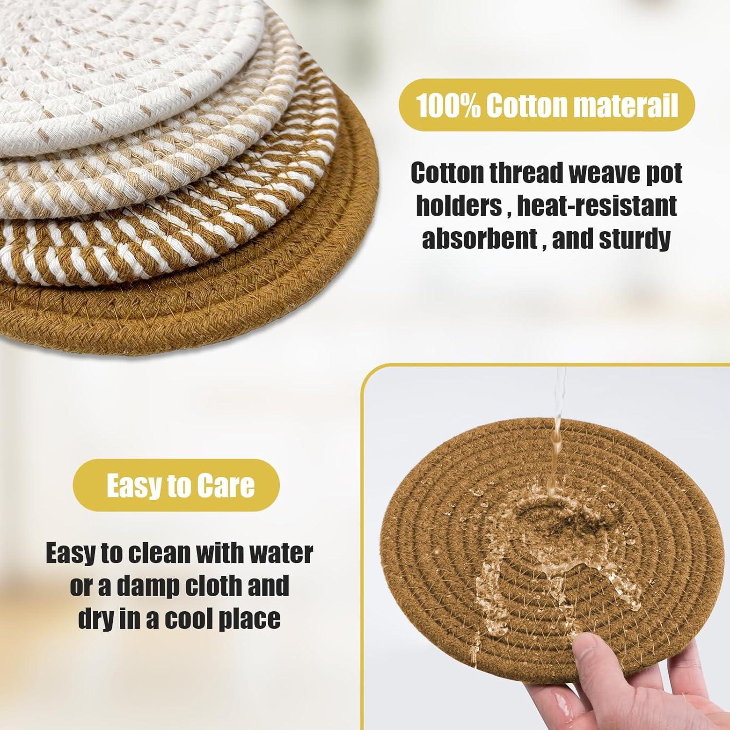 Trivetes para Platos Calientes Washsh 17.8 cm Algodón 4 Pcs