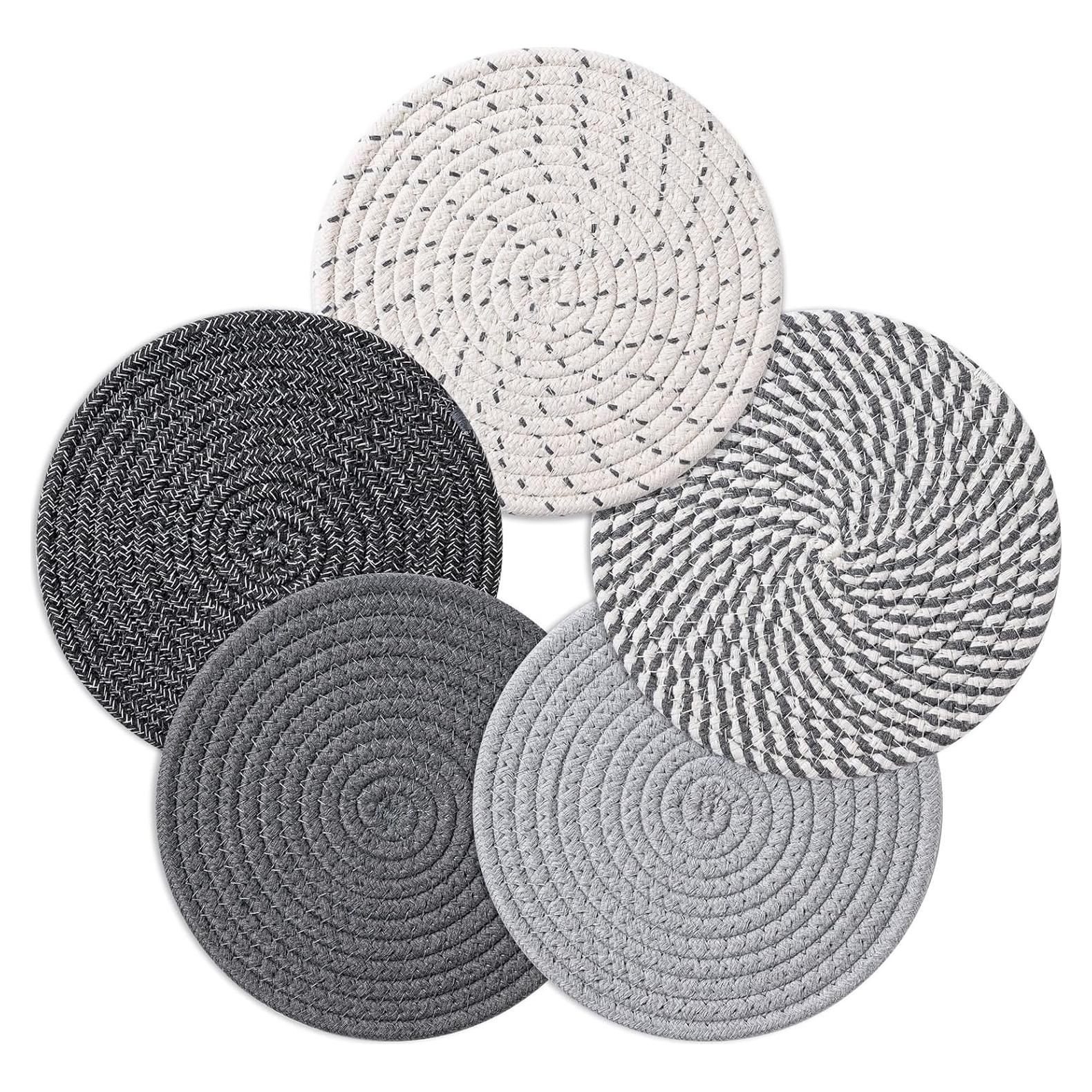 Trivetes Redondos de Algodón Husfunov 17.78 cm Resistentes al Calor