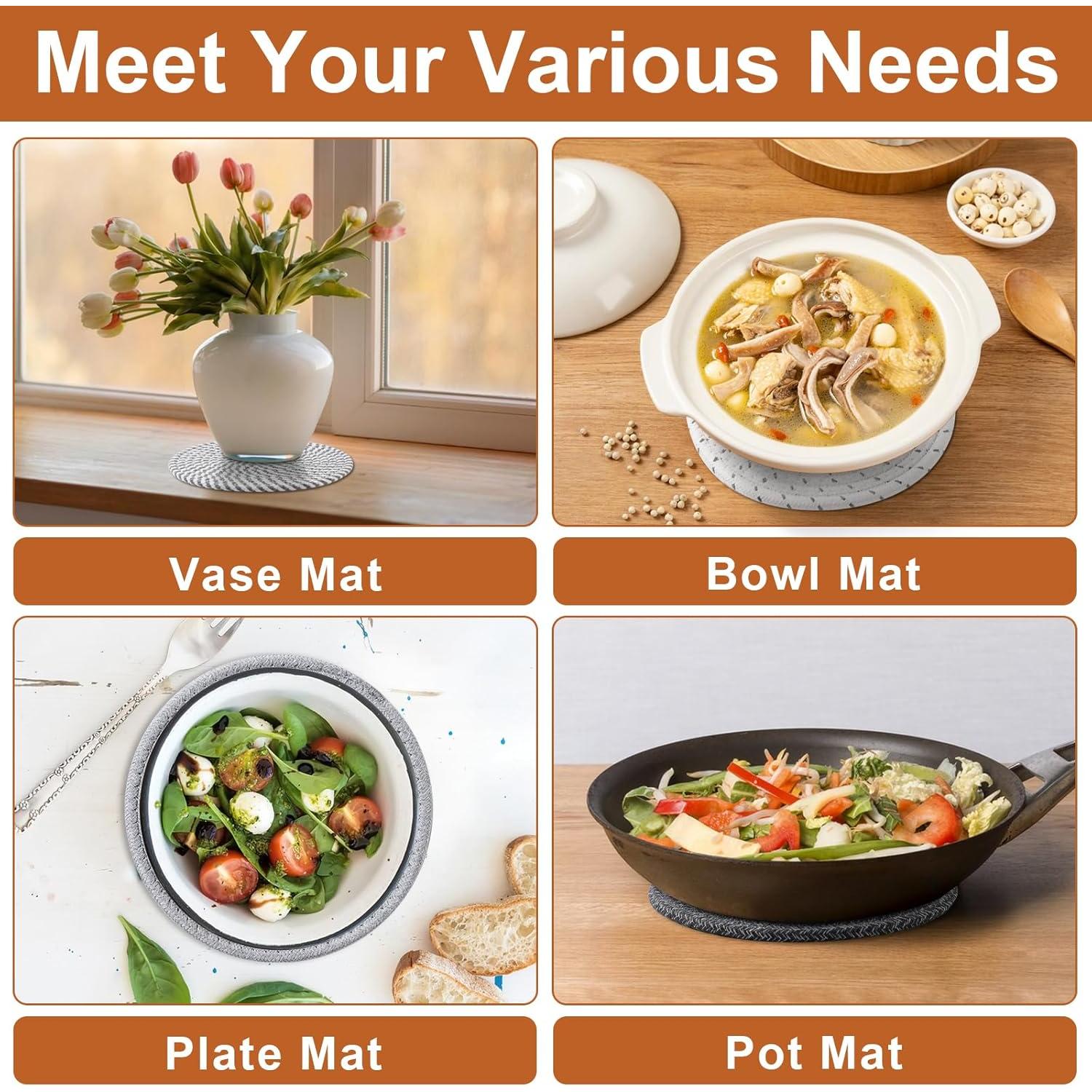 Trivetes Redondos de Algodón Husfunov 17.78 cm Resistentes al Calor