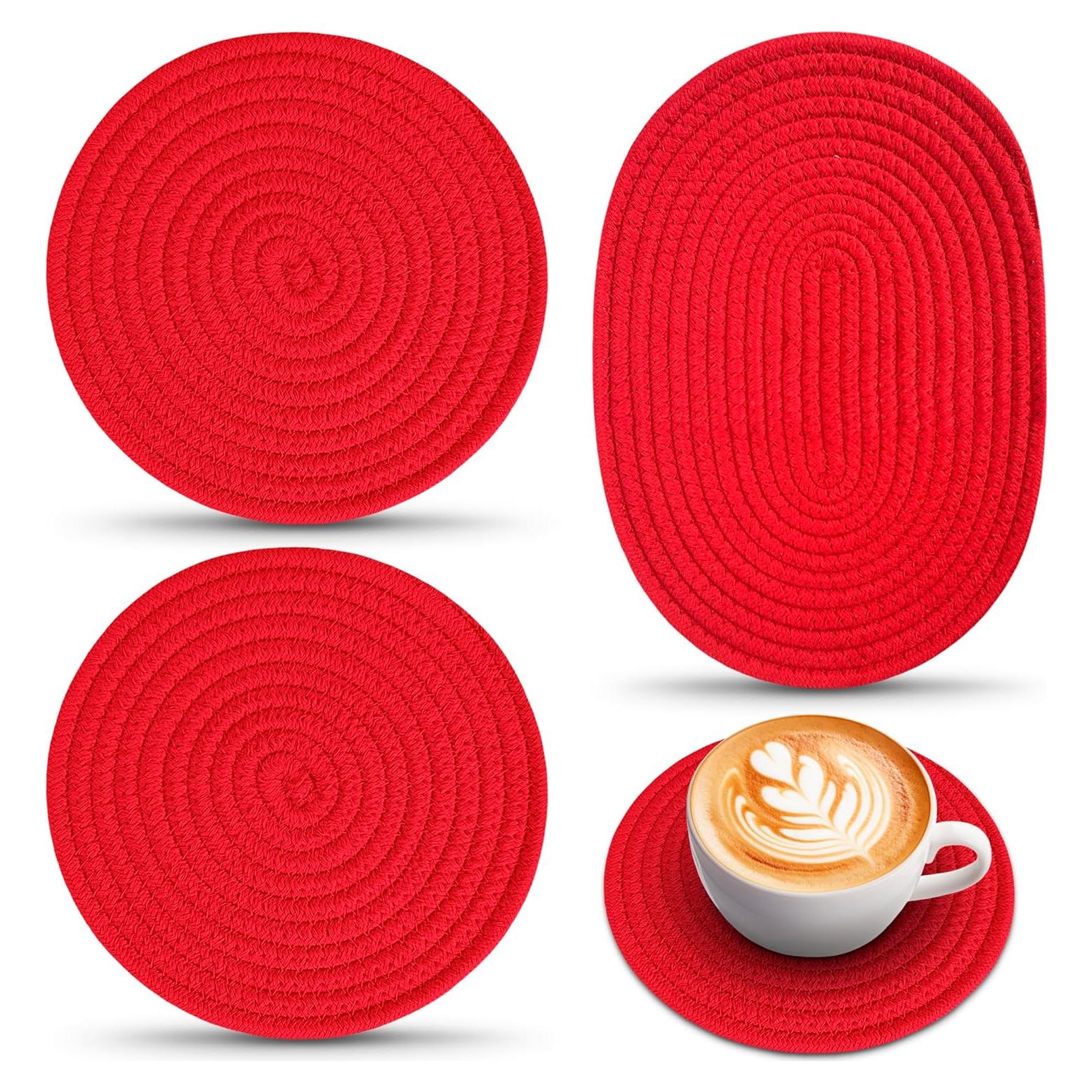 3 Almohadillas Rojas NADOBA para Platos Calientes - 30.5 cm