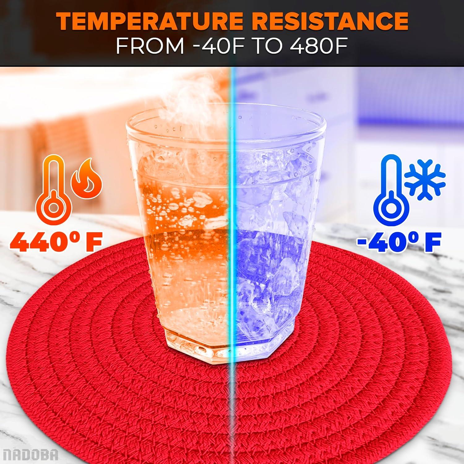 3 Almohadillas Rojas NADOBA para Platos Calientes - 30.5 cm