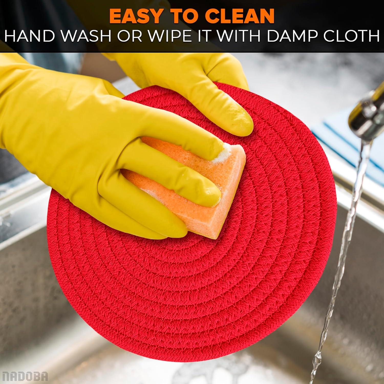 3 Almohadillas Rojas NADOBA para Platos Calientes - 30.5 cm