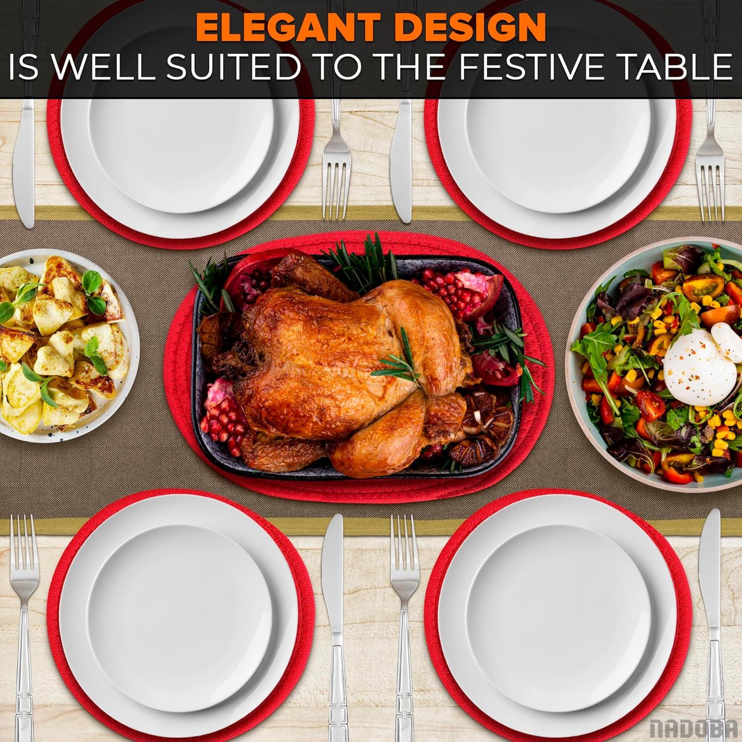 3 Almohadillas Rojas NADOBA para Platos Calientes - 30.5 cm