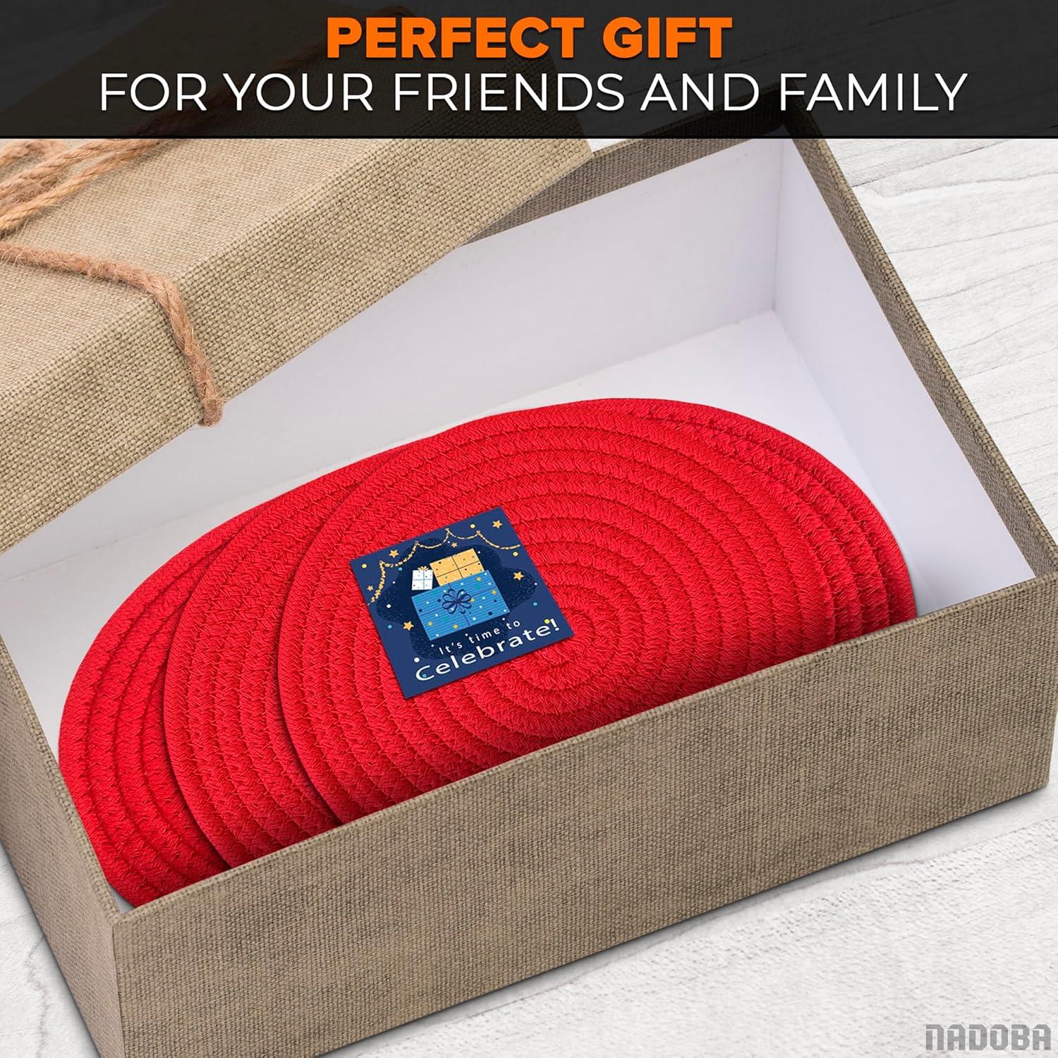 3 Almohadillas Rojas NADOBA para Platos Calientes - 30.5 cm