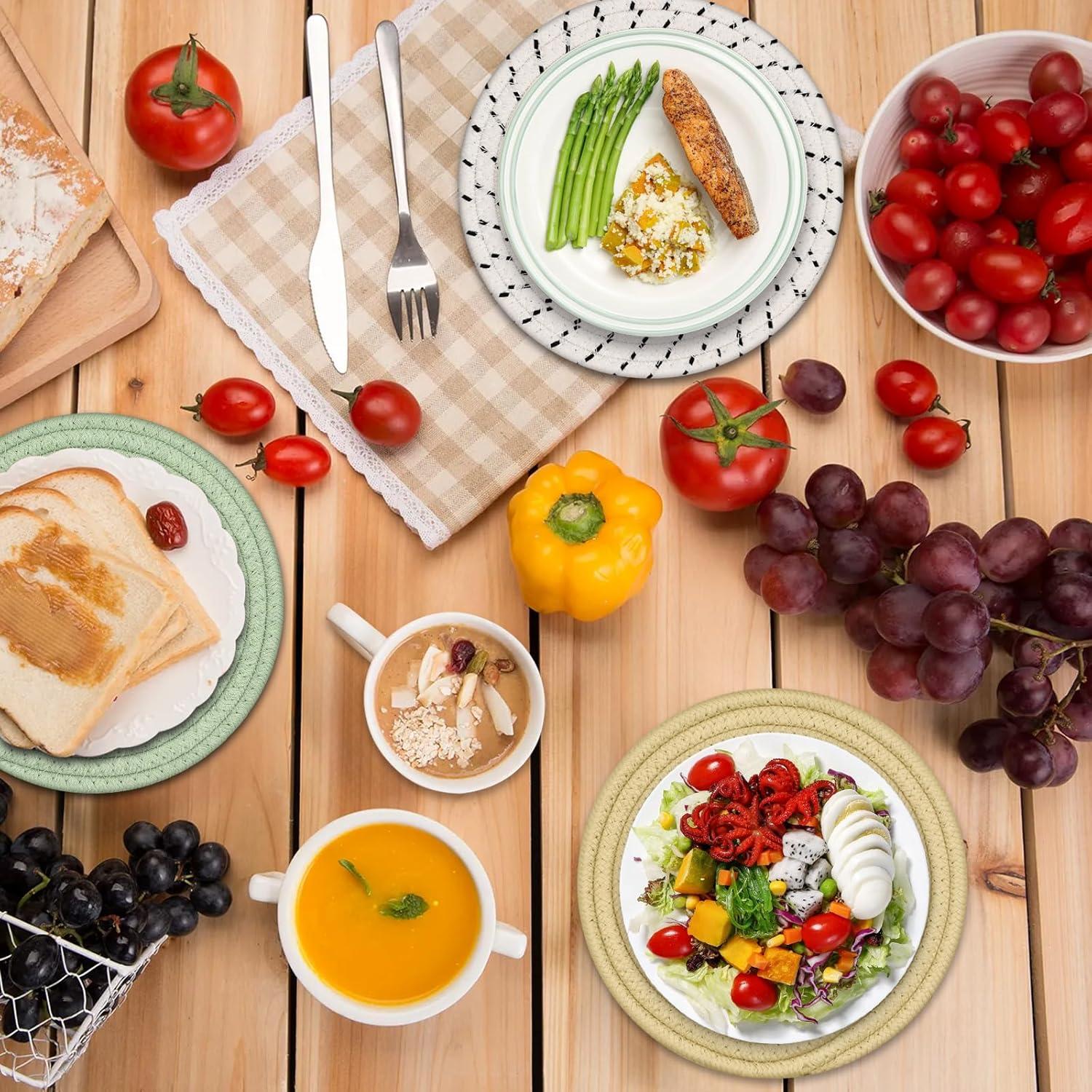 Trivetes de Algodón Dakartoon, 4 Piezas, 20.32 cm, Antideslizantes