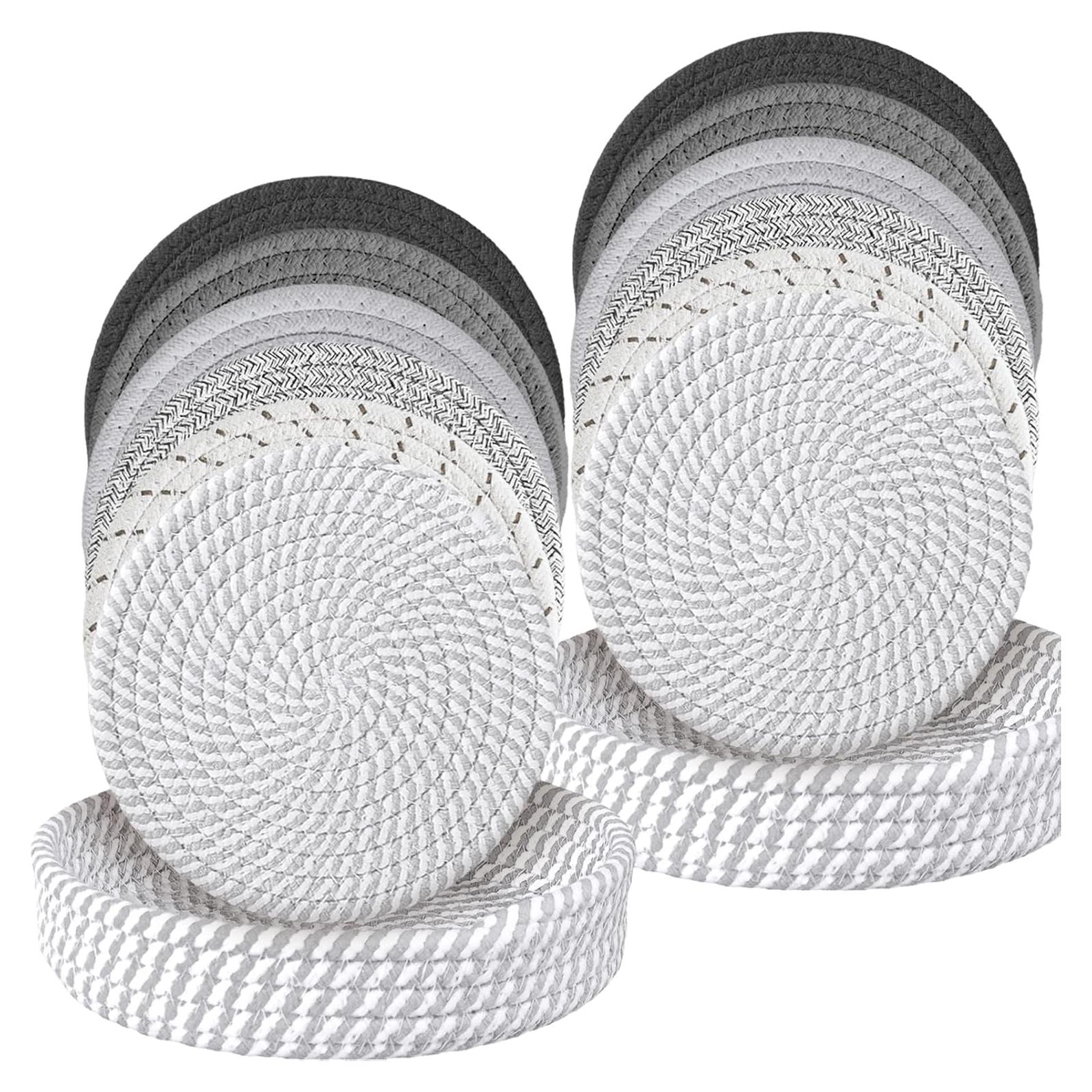 Set de 12 Trivetes de Algodón Gris 17.78 cm Resistentes al Calor