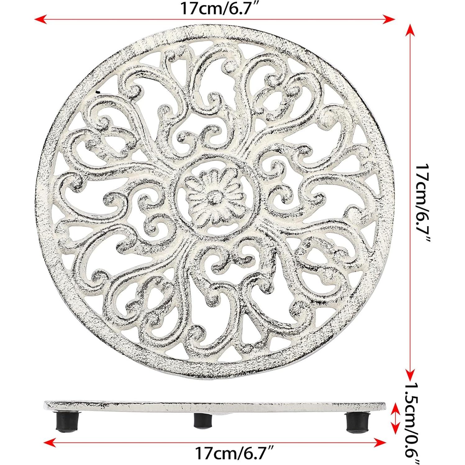 Trivet Redondo de Hierro Fundido Sumnacon Blanco 17 cm