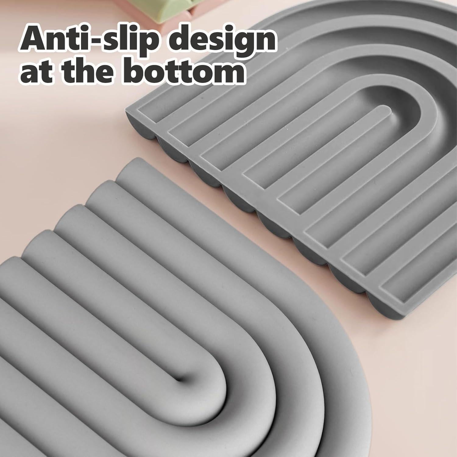 Trivets de Silicona CAMENDE - 2 Unidades Antideslizantes Gris