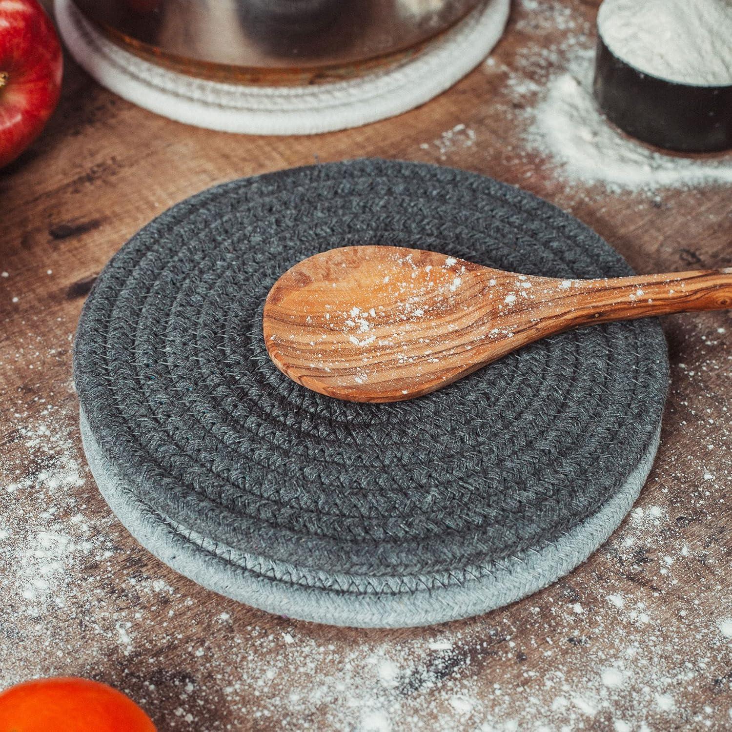 Conjunto 3 Trivetes Redondos Algodón OrganiHaus Gris