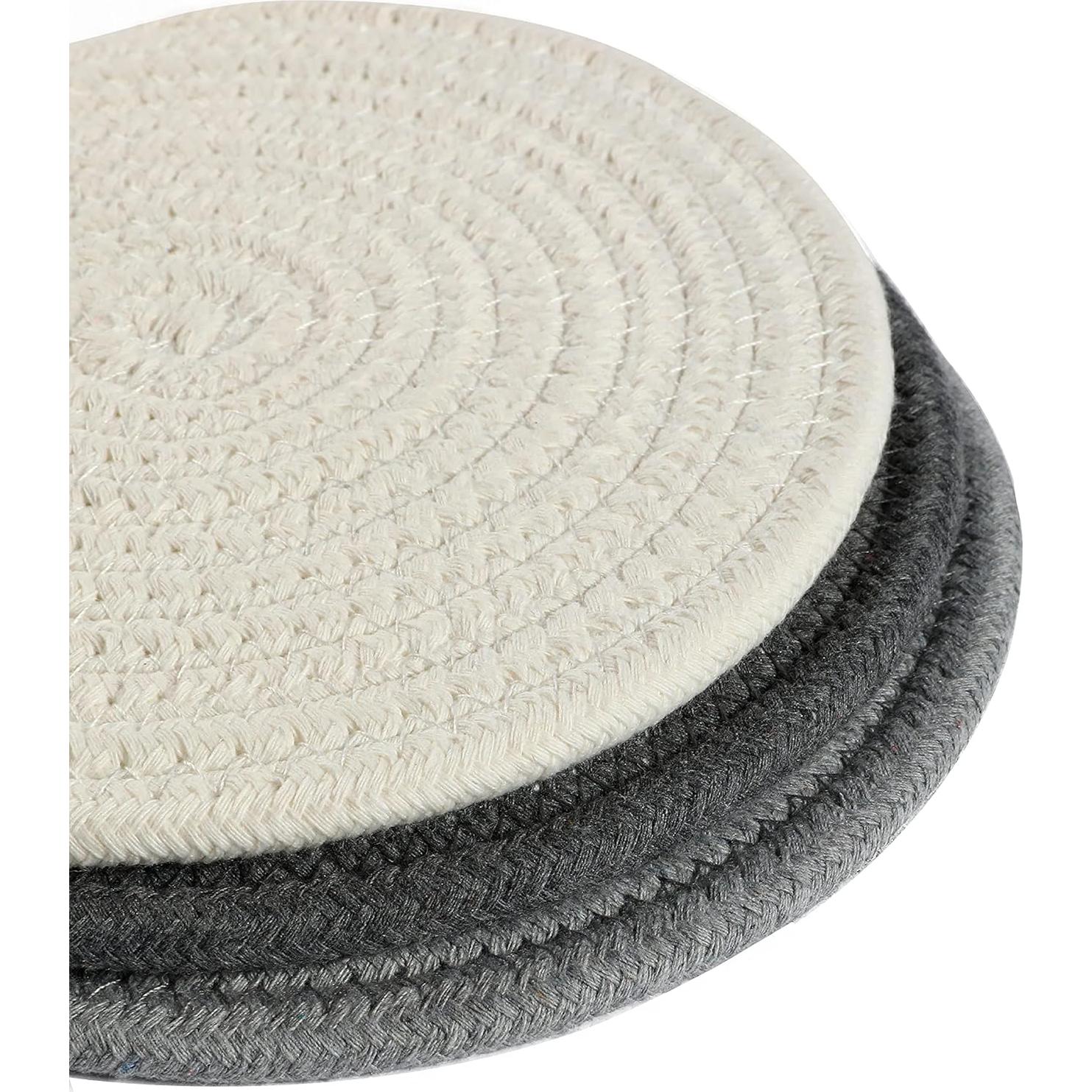 Conjunto 3 Trivetes Redondos Algodón OrganiHaus Gris