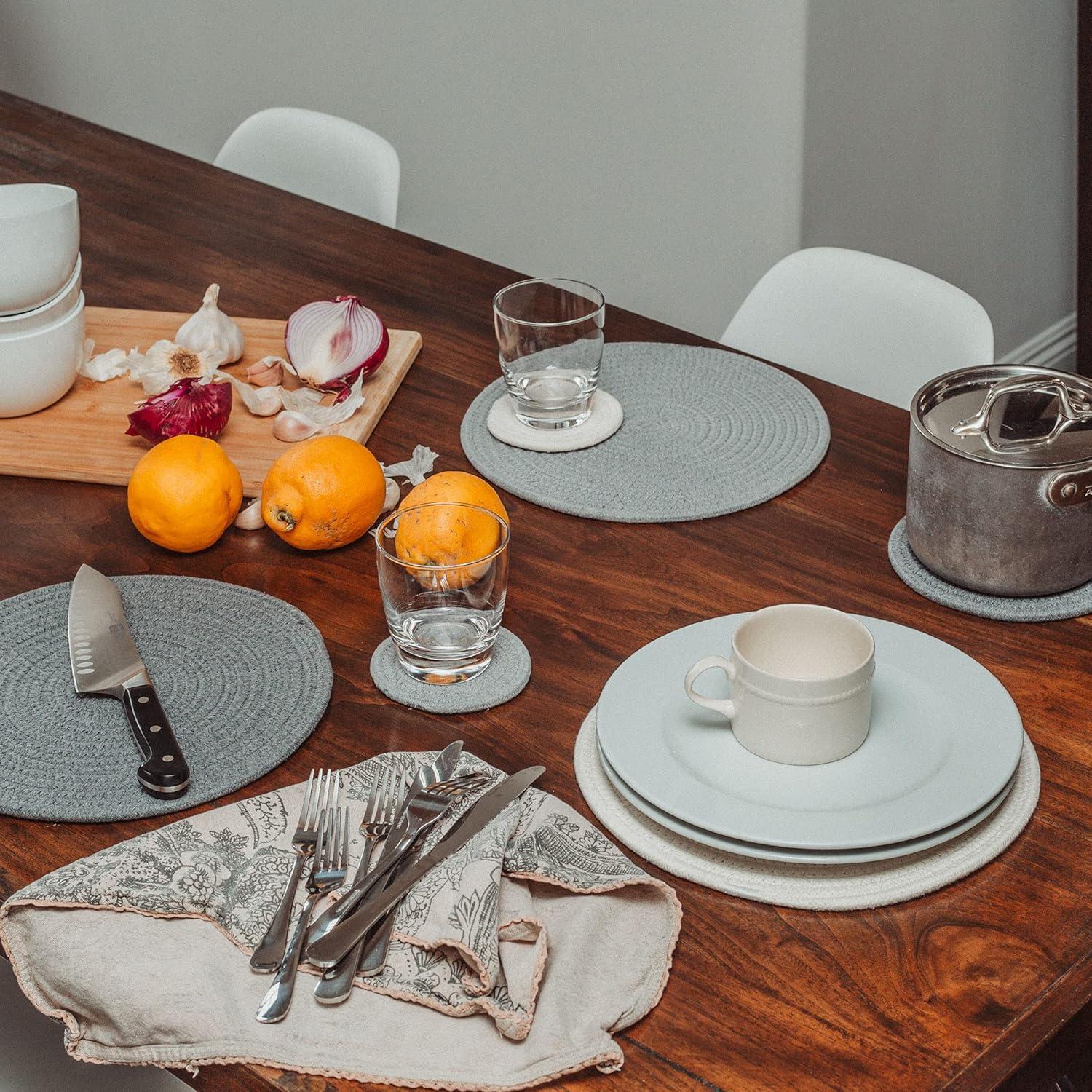 Conjunto 3 Trivetes Redondos Algodón OrganiHaus Gris