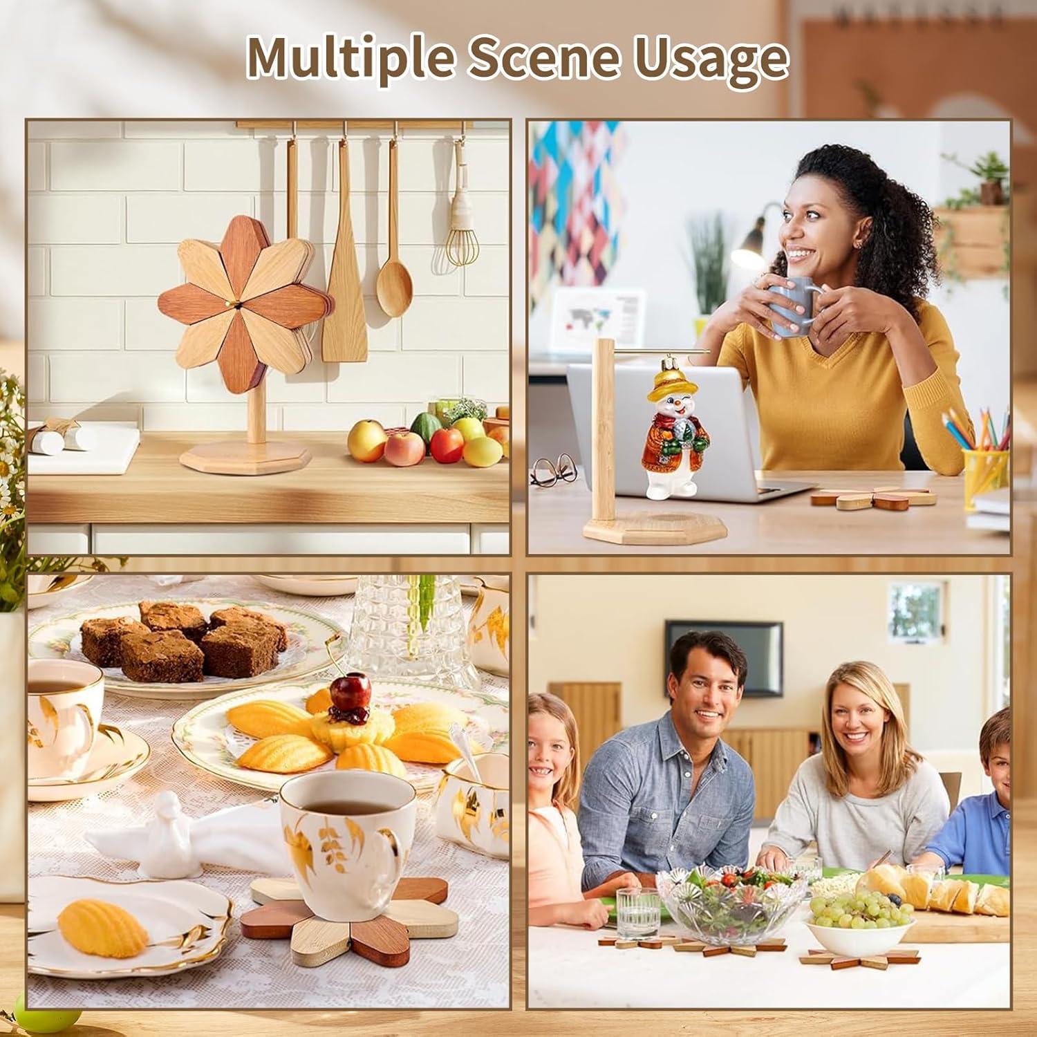 Set de 4 Posavasos de Madera KYLISERA Hexagonales Reversibles