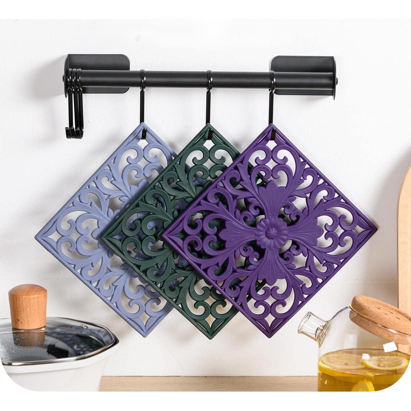 Mats de Silicona Hotsyang - Trivets Cuadrados 18cm Azul - 3 Piezas