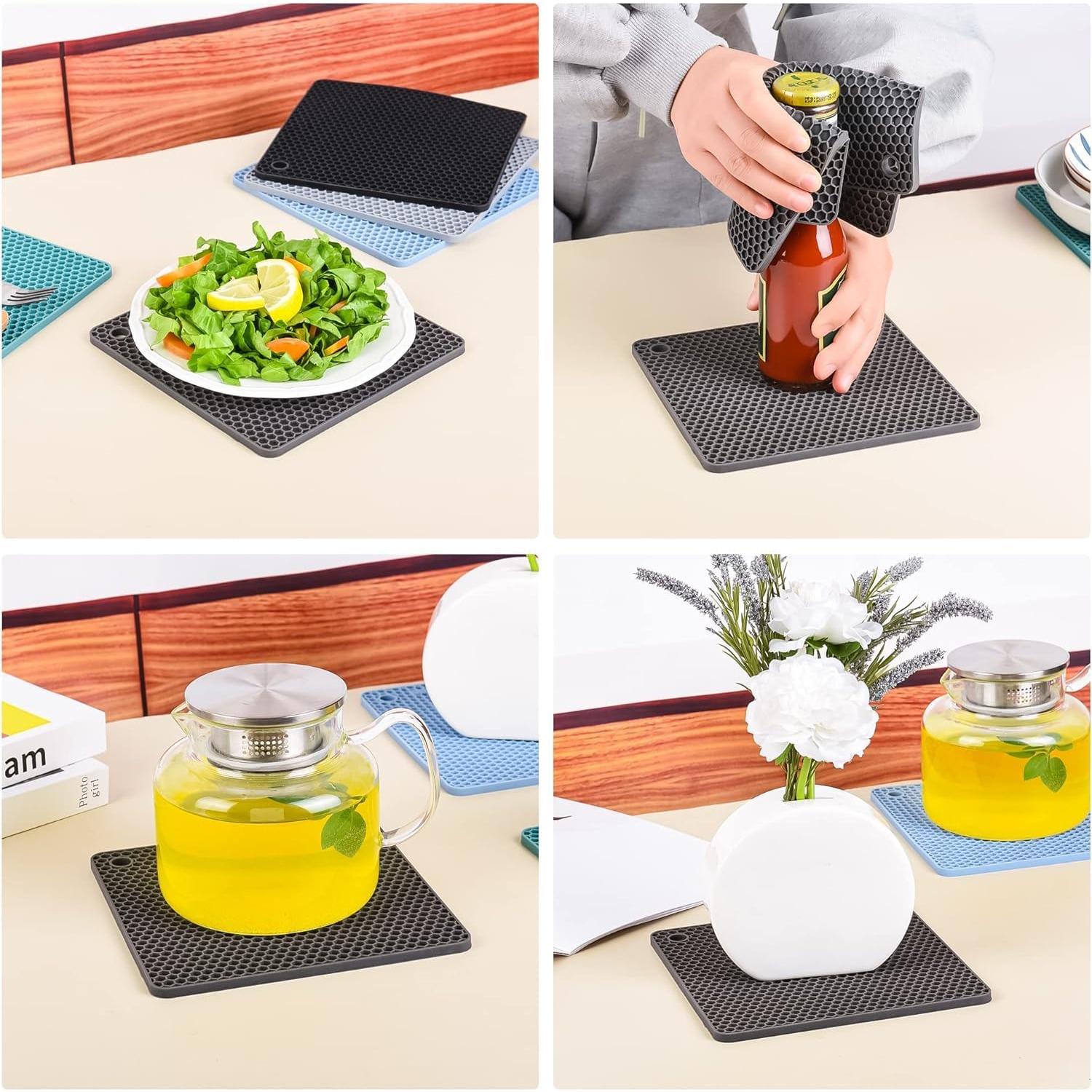 Juego de 4 Mats de Silicona IFFMYJB Resistentes al Calor 18.5cm