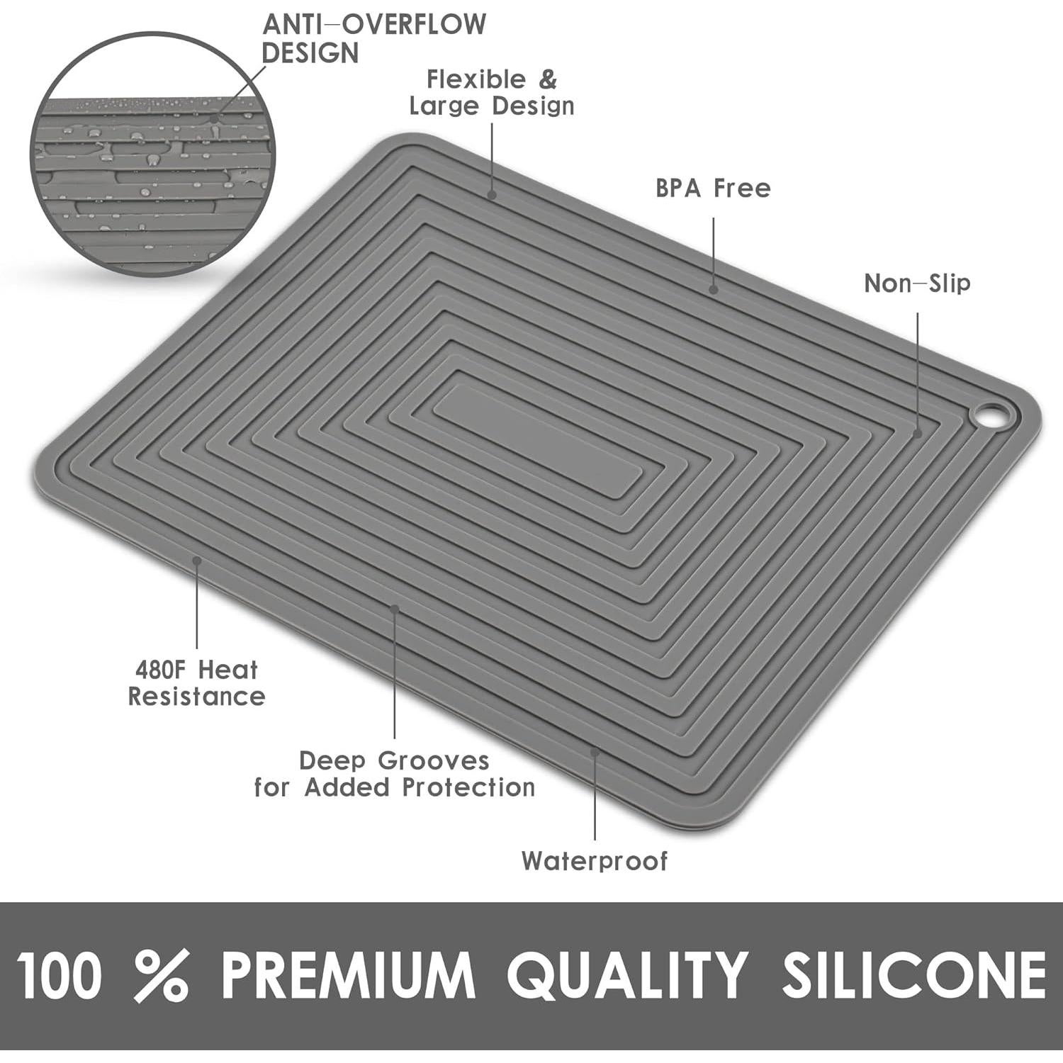 Trivetes de Silicona Viwehots Set de 4 Gris Oscuro 23x29 cm