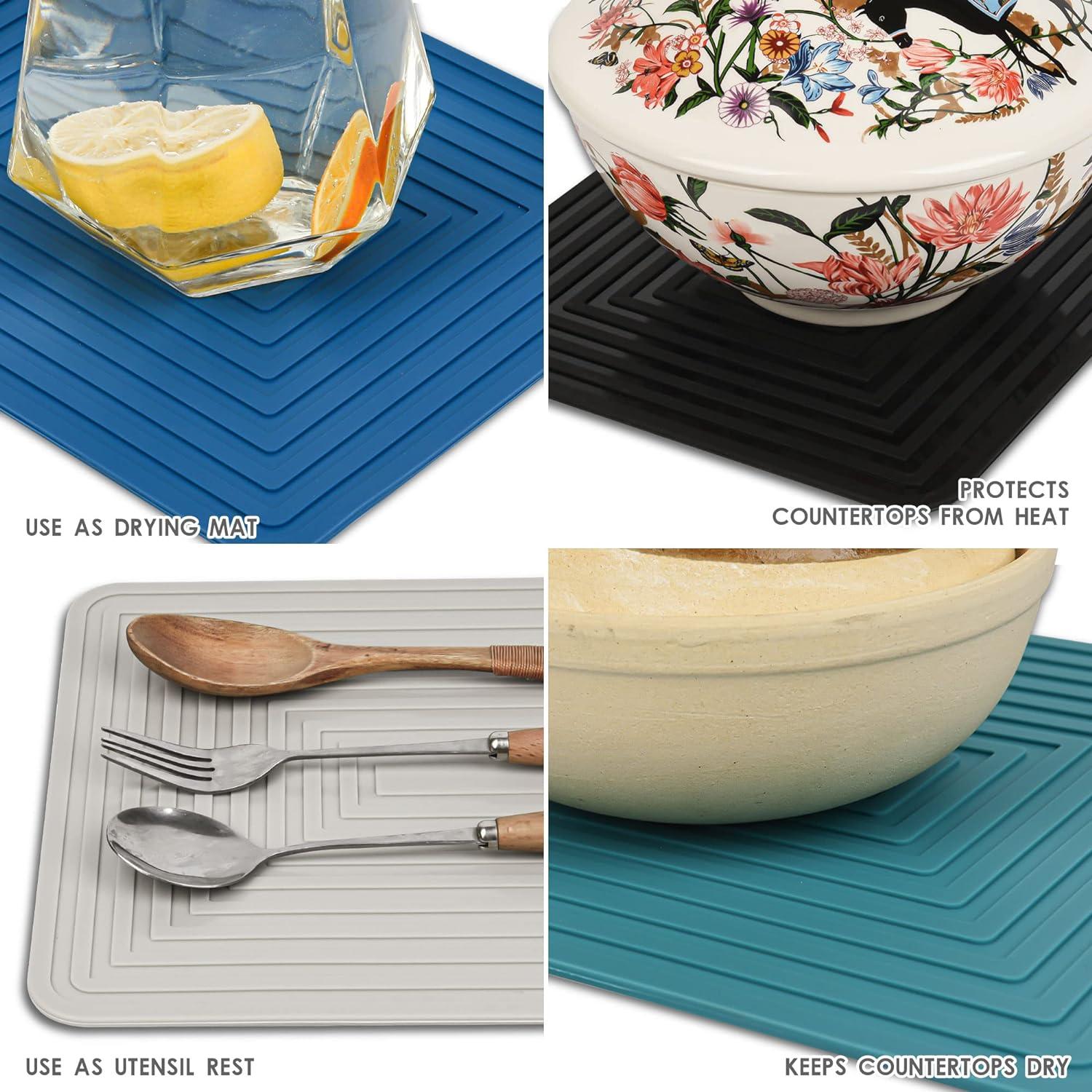 Trivetes de Silicona Viwehots Set de 4 Gris Oscuro 23x29 cm