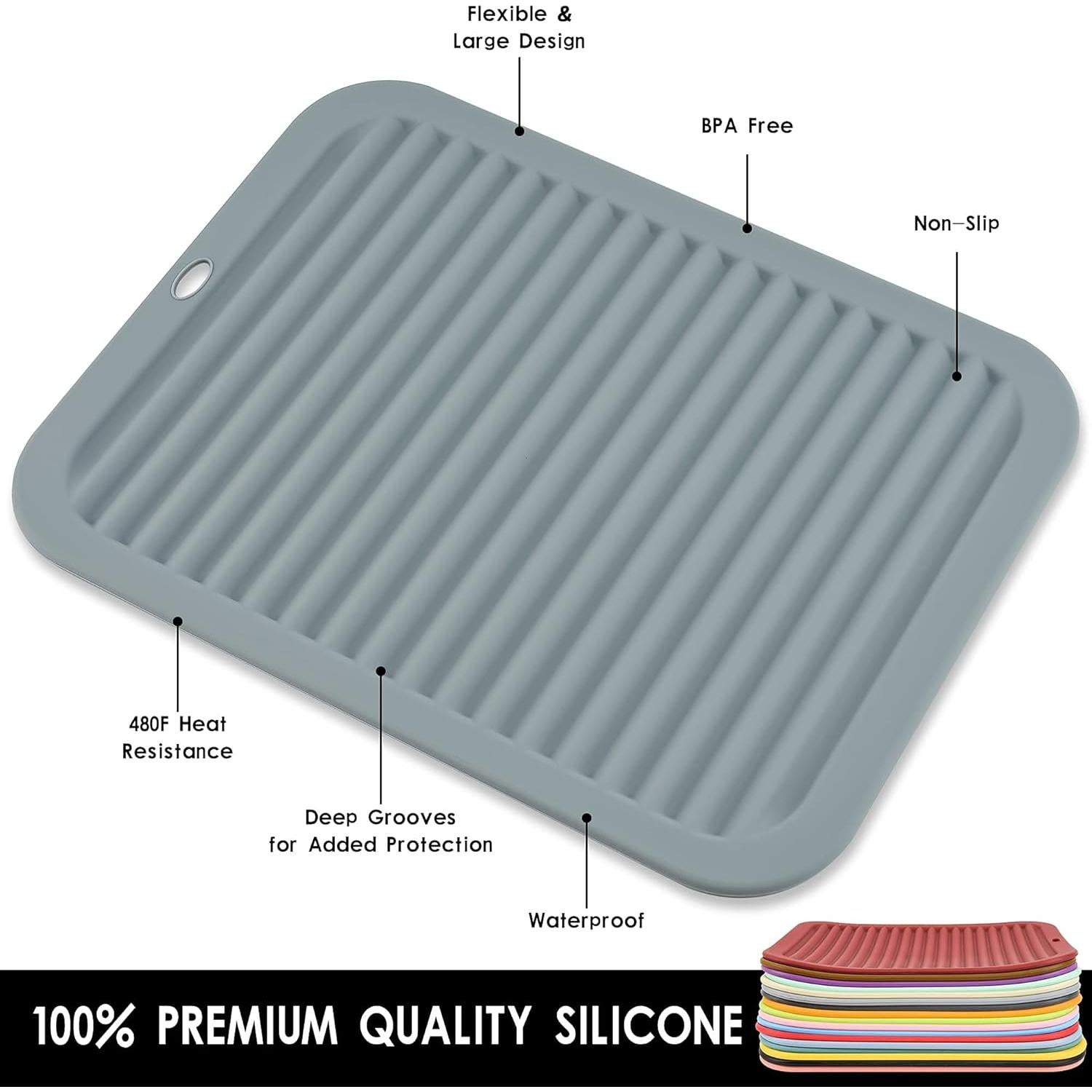 Trivetes de Silicona Smithcraft, Juego de 2, Gris Claro, 22.86x30.48cm