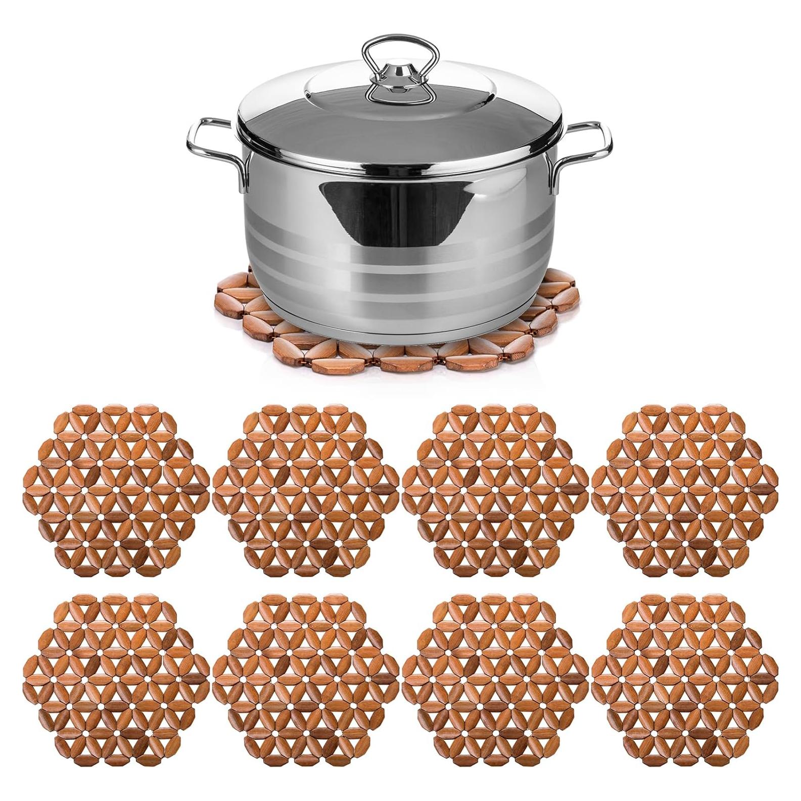 Paquete de 8 Alfombrillas de Bambú Hexagonales Tlence 25.4x23.6cm