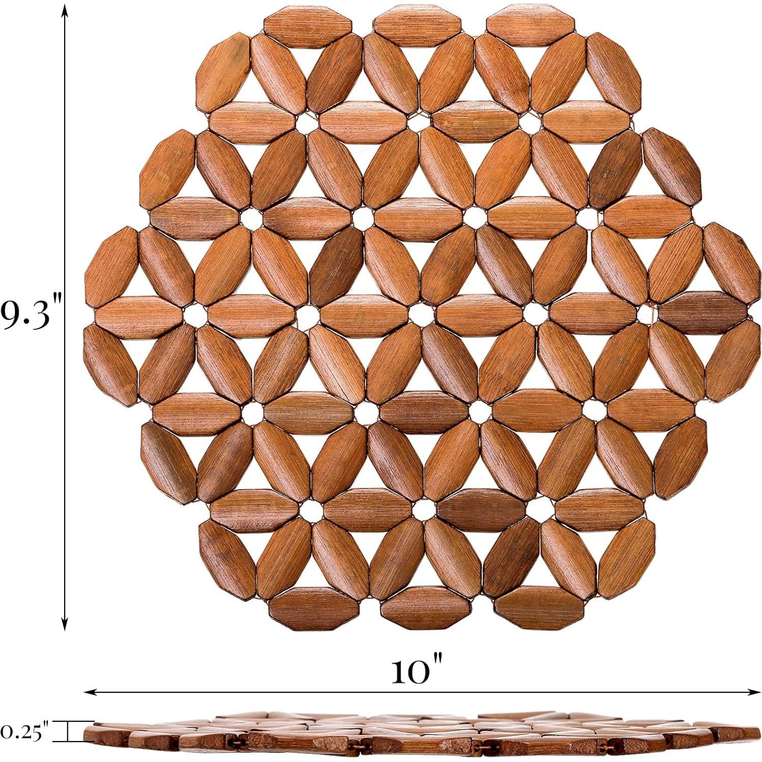 Paquete de 8 Alfombrillas de Bambú Hexagonales Tlence 25.4x23.6cm