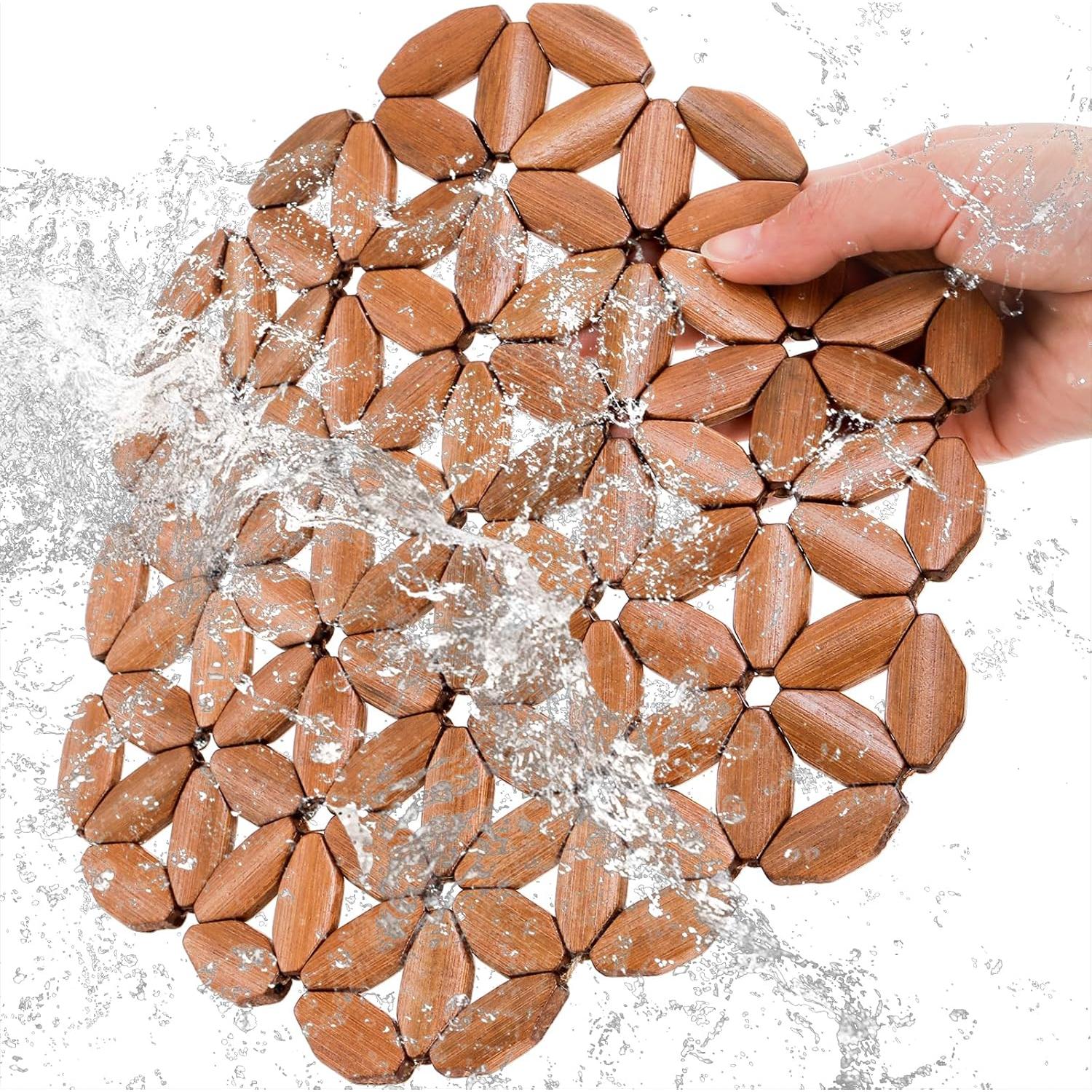 Paquete de 8 Alfombrillas de Bambú Hexagonales Tlence 25.4x23.6cm