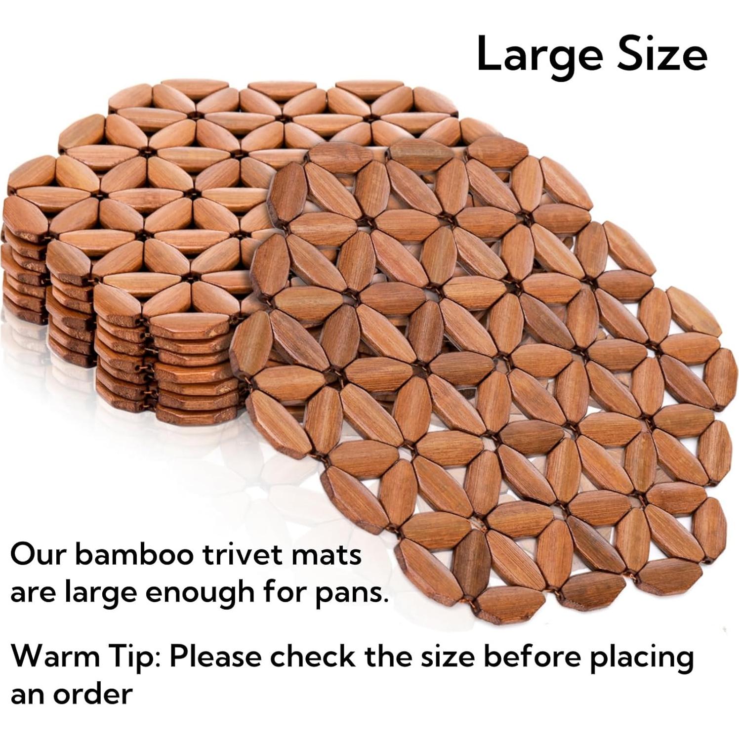 Paquete de 8 Alfombrillas de Bambú Hexagonales Tlence 25.4x23.6cm