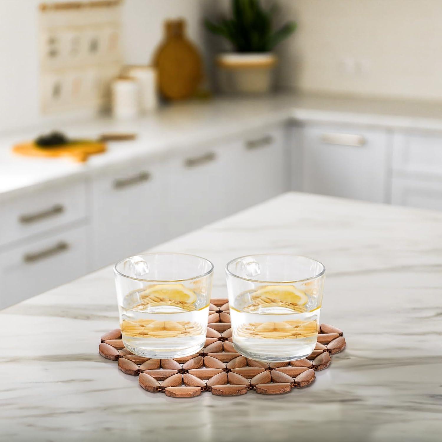 Paquete de 8 Alfombrillas de Bambú Hexagonales Tlence 25.4x23.6cm