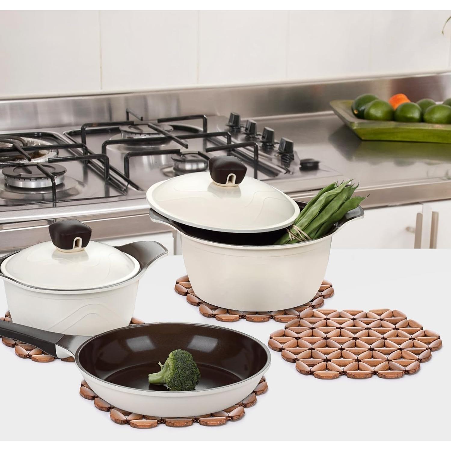 Paquete de 8 Alfombrillas de Bambú Hexagonales Tlence 25.4x23.6cm