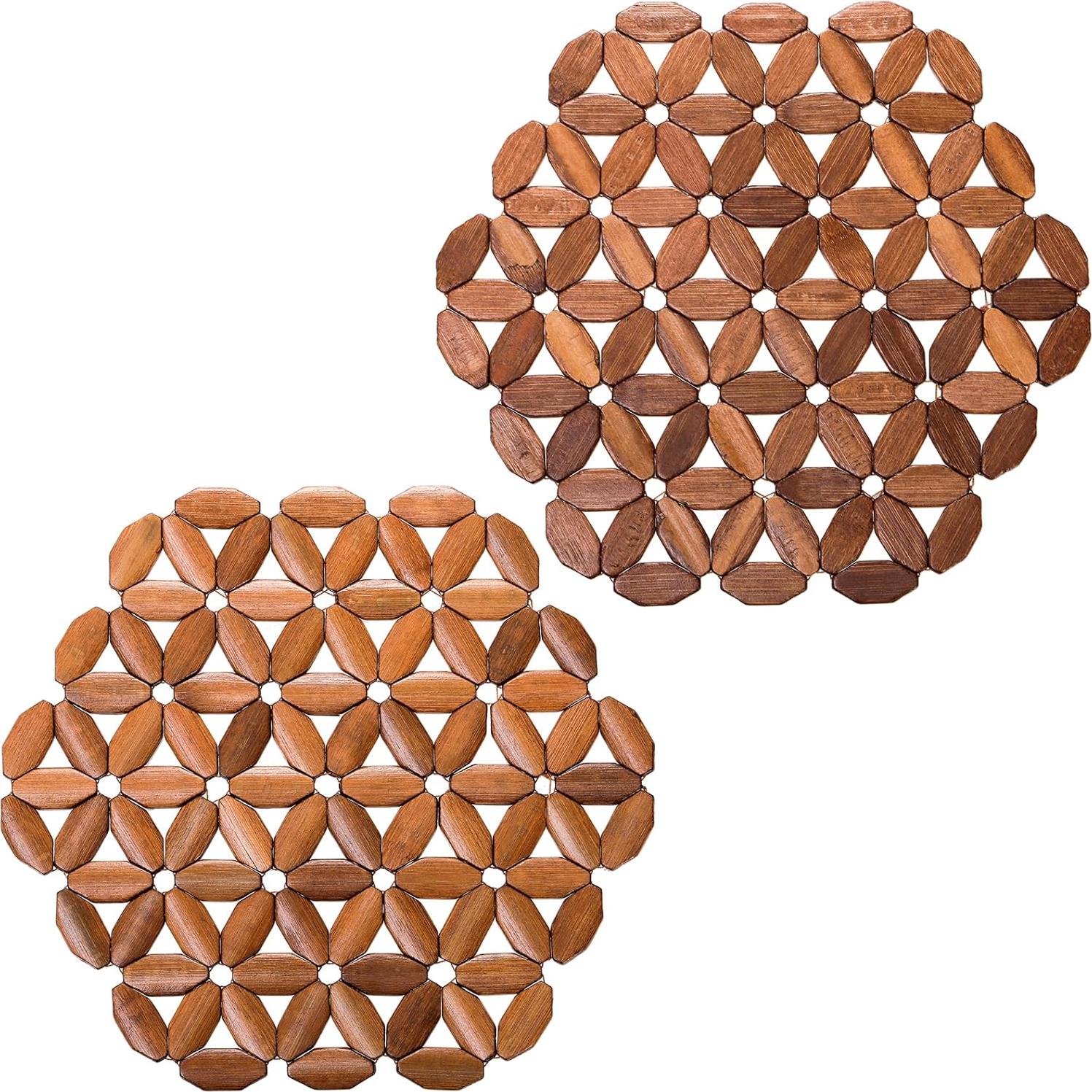 Paquete de 8 Alfombrillas de Bambú Hexagonales Tlence 25.4x23.6cm