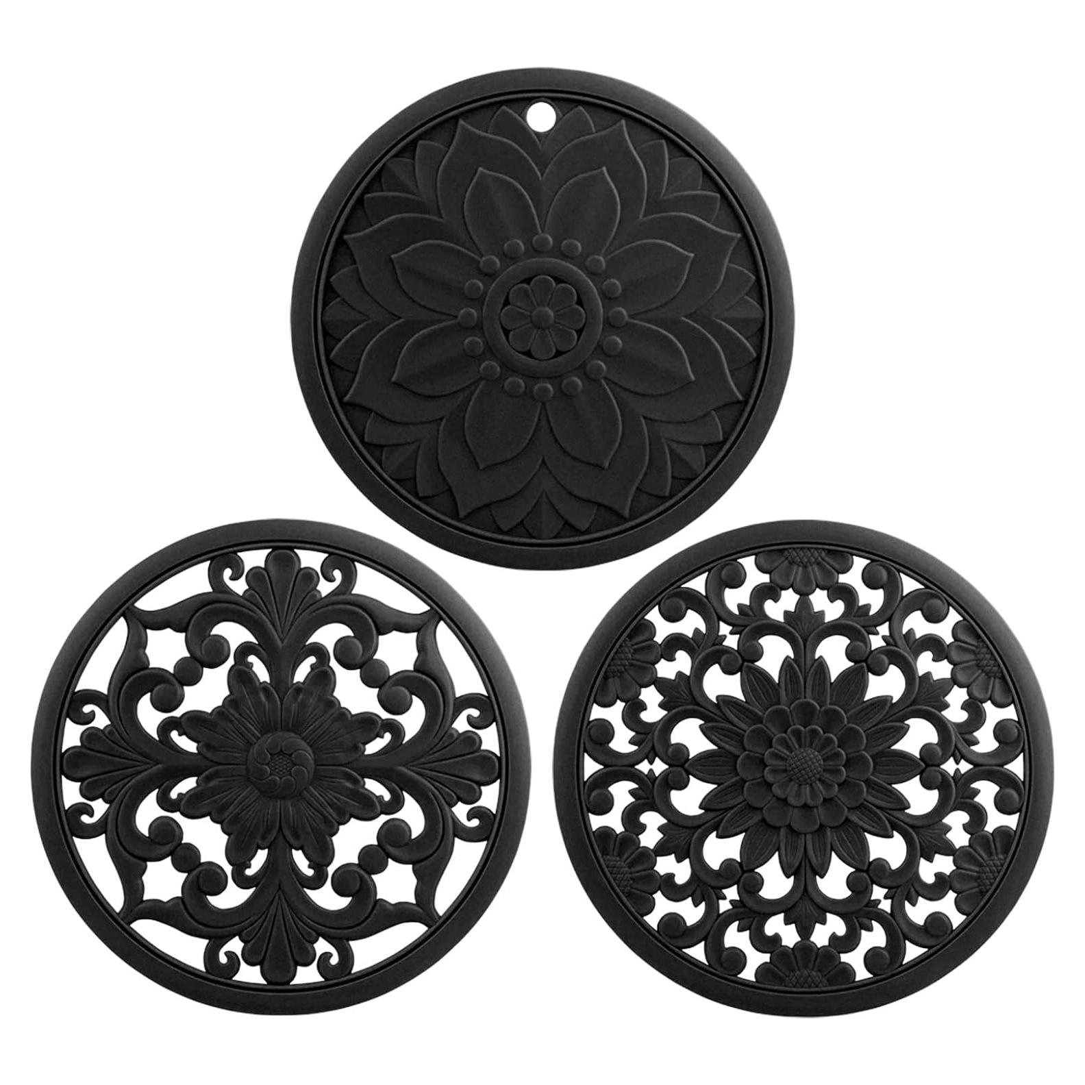 Trivetes de Silicona Smithcraft 20x20cm - Juego de 3 Negros