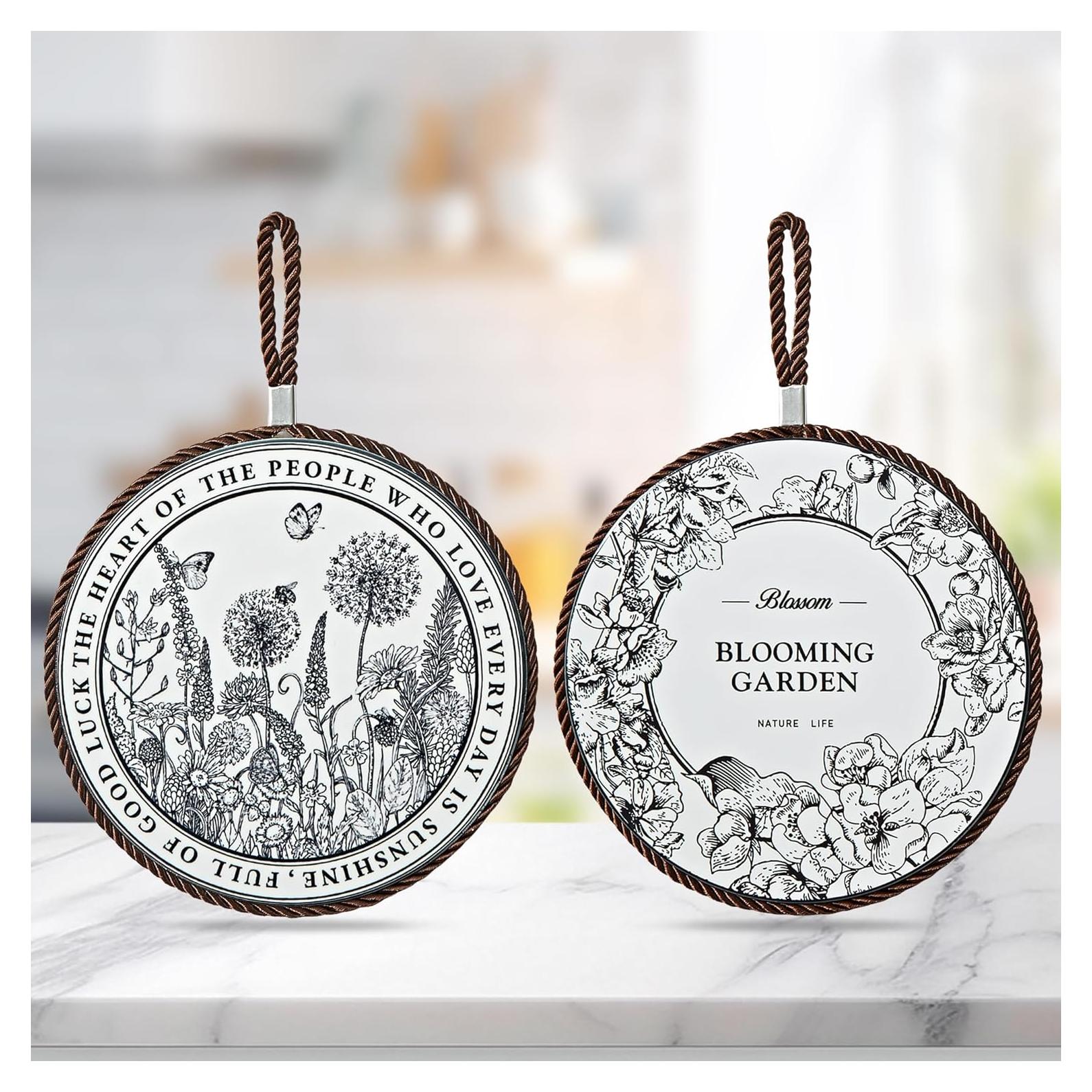 Trivetes de cerámica Gloriousliving 2 Pcs 17.78 cm Redondos