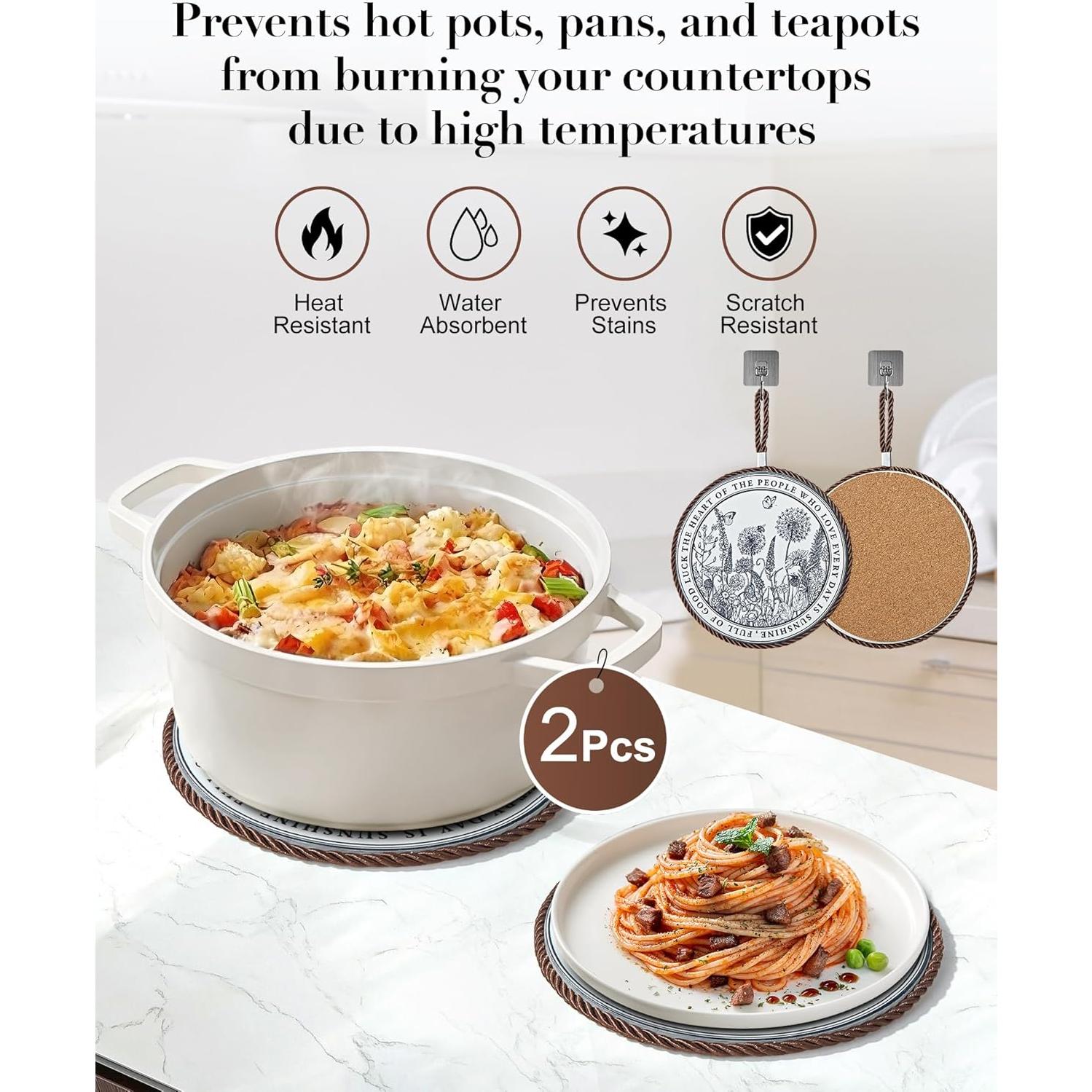 Trivetes de cerámica Gloriousliving 2 Pcs 17.78 cm Redondos